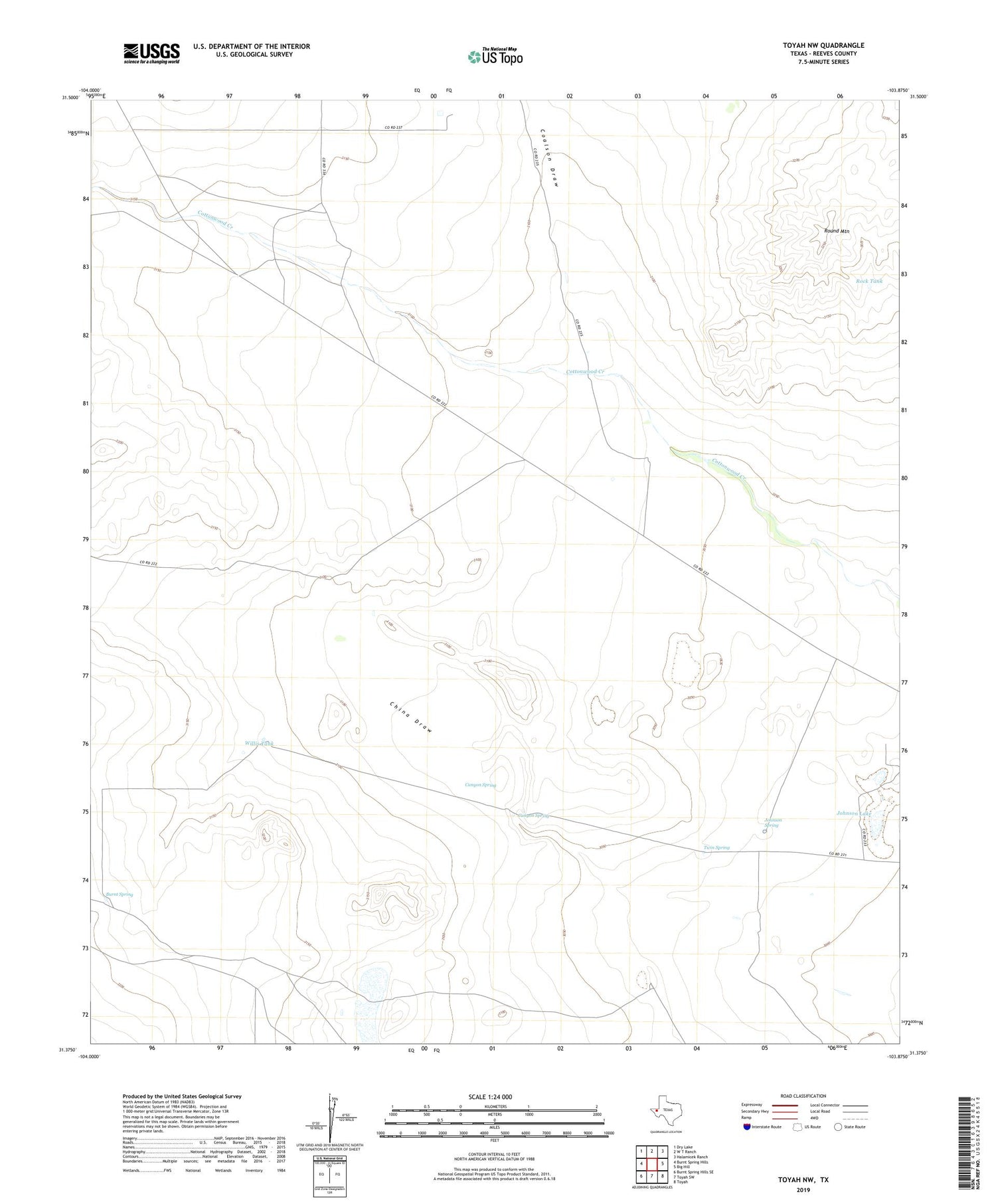 Toyah NW Texas US Topo Map Image