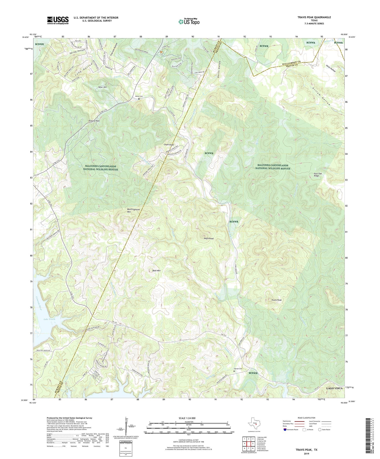 Travis Peak Texas US Topo Map Image