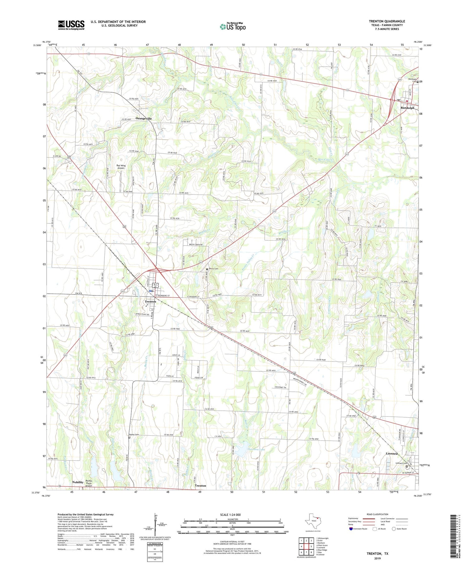 Trenton Texas US Topo Map Image