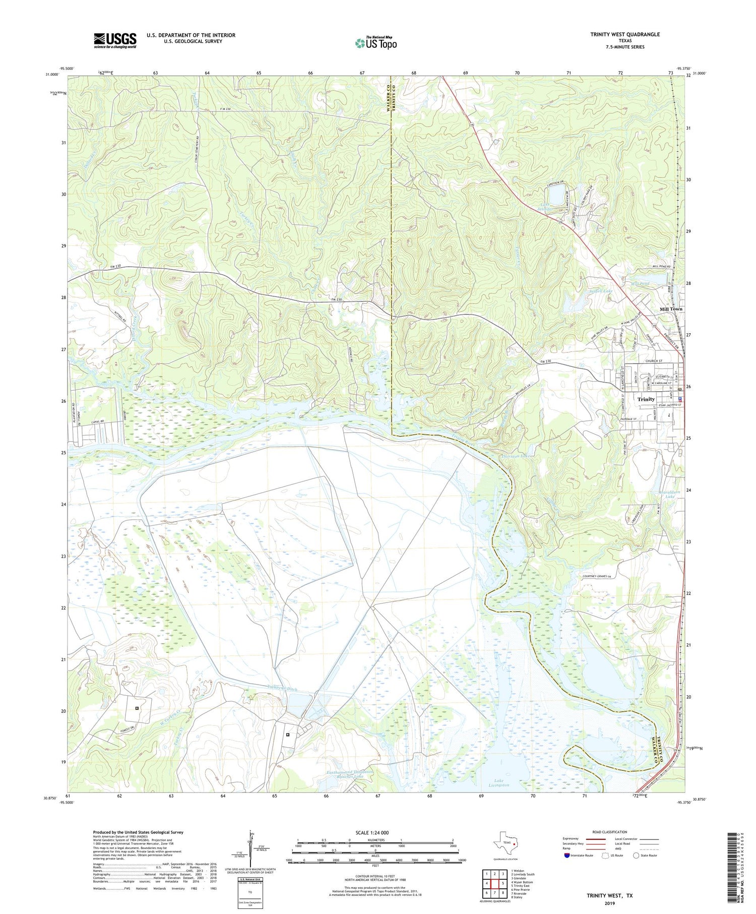 Trinity West Texas US Topo Map Image