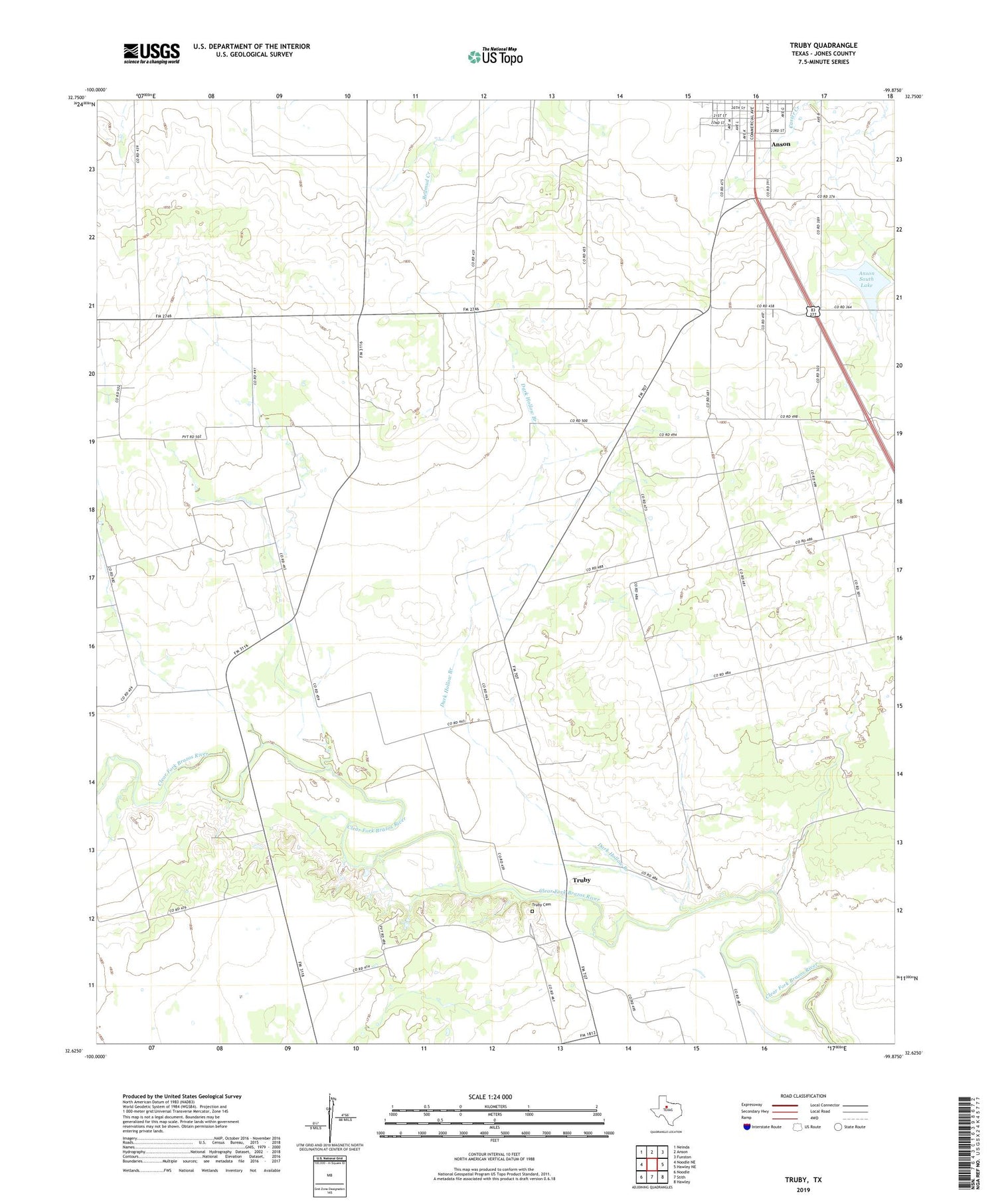 Truby Texas US Topo Map Image