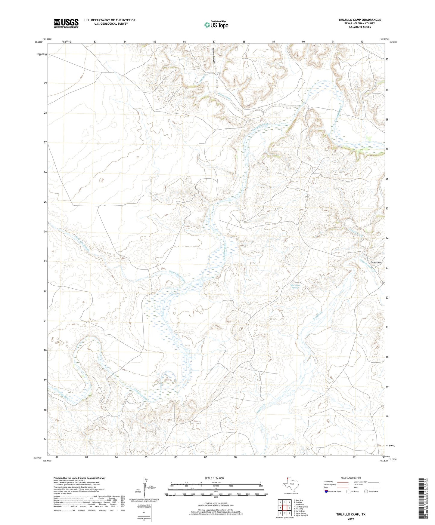 Trujillo Camp Texas US Topo Map Image