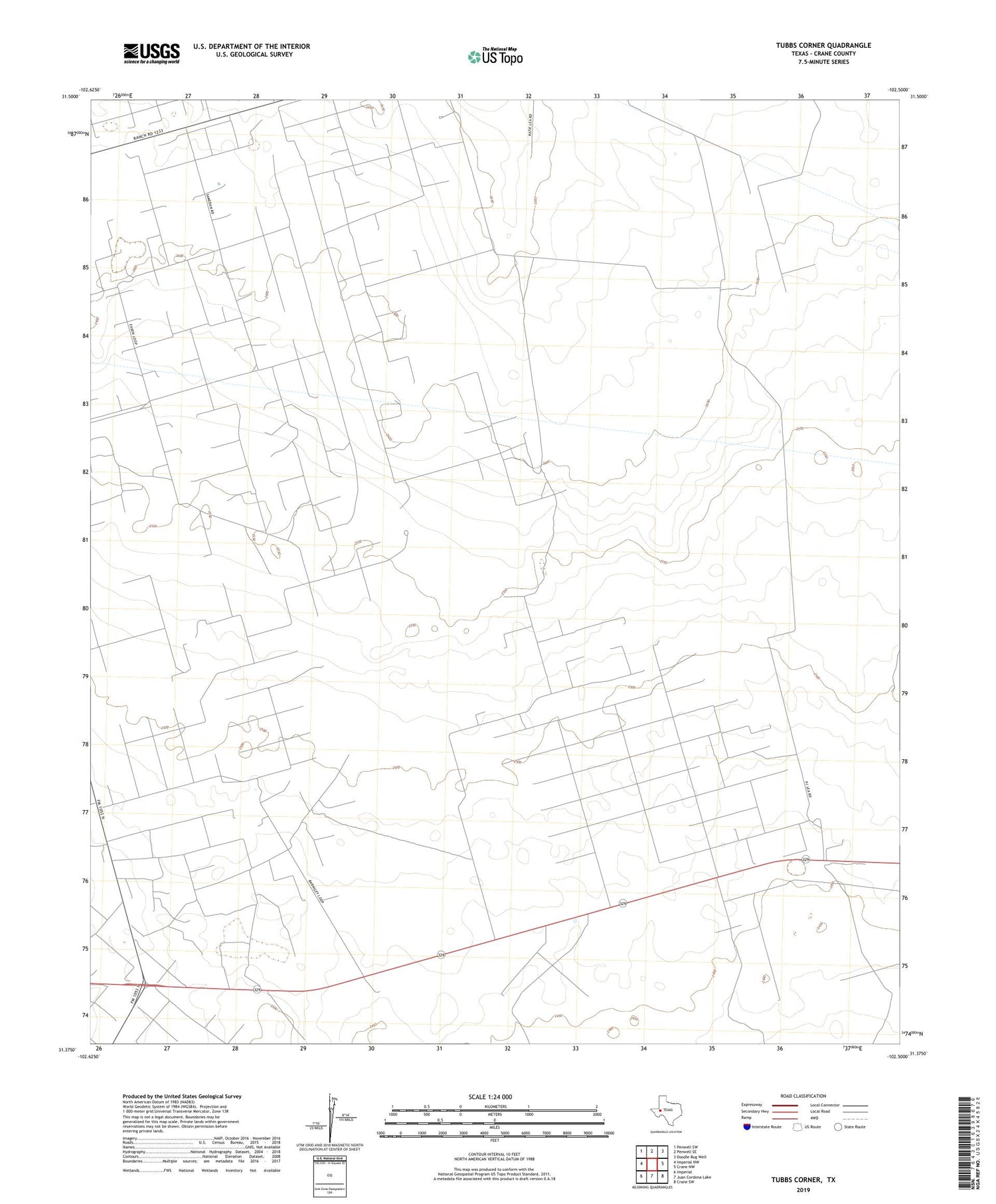 Tubbs Corner Texas US Topo Map Image