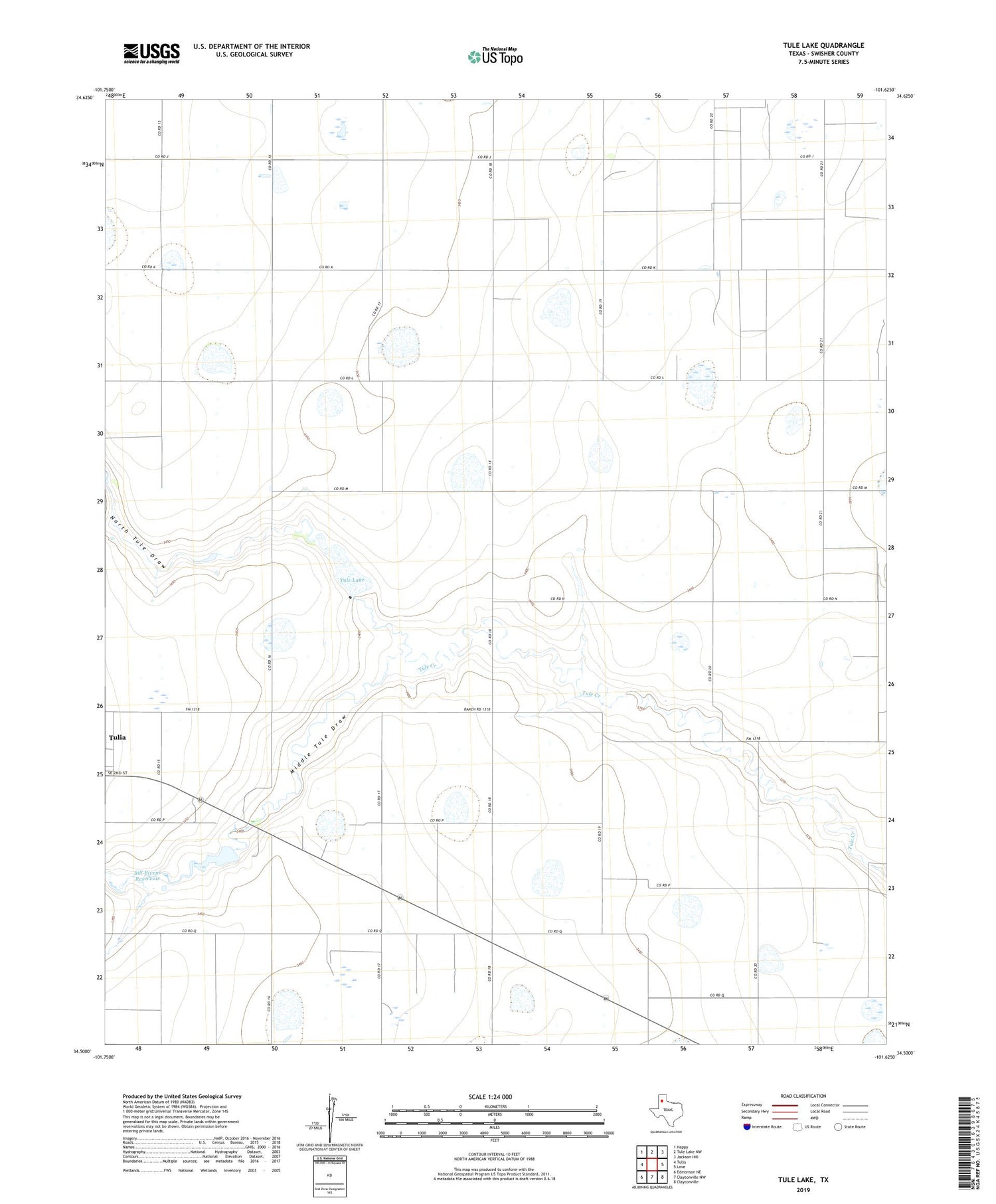 Tule Lake Texas US Topo Map Image