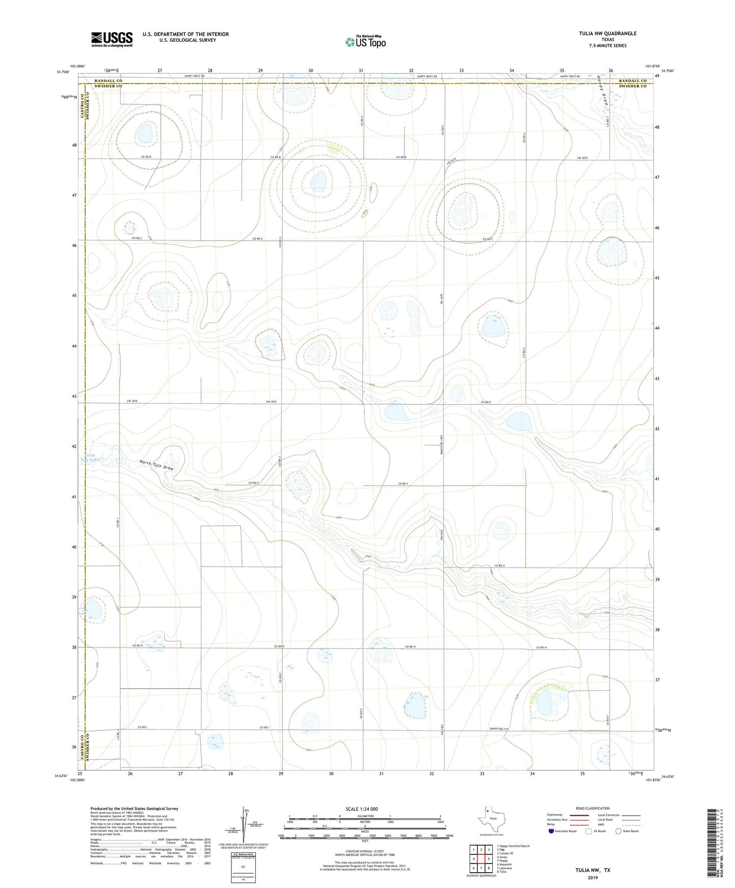 Tulia NW Texas US Topo Map Image