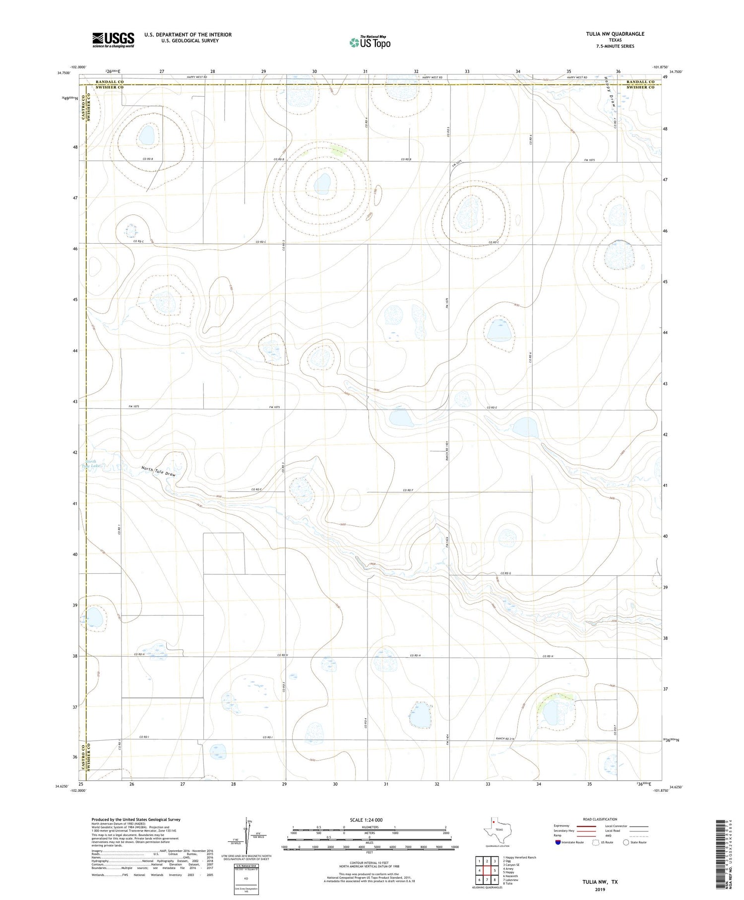 Tulia NW Texas US Topo Map Image