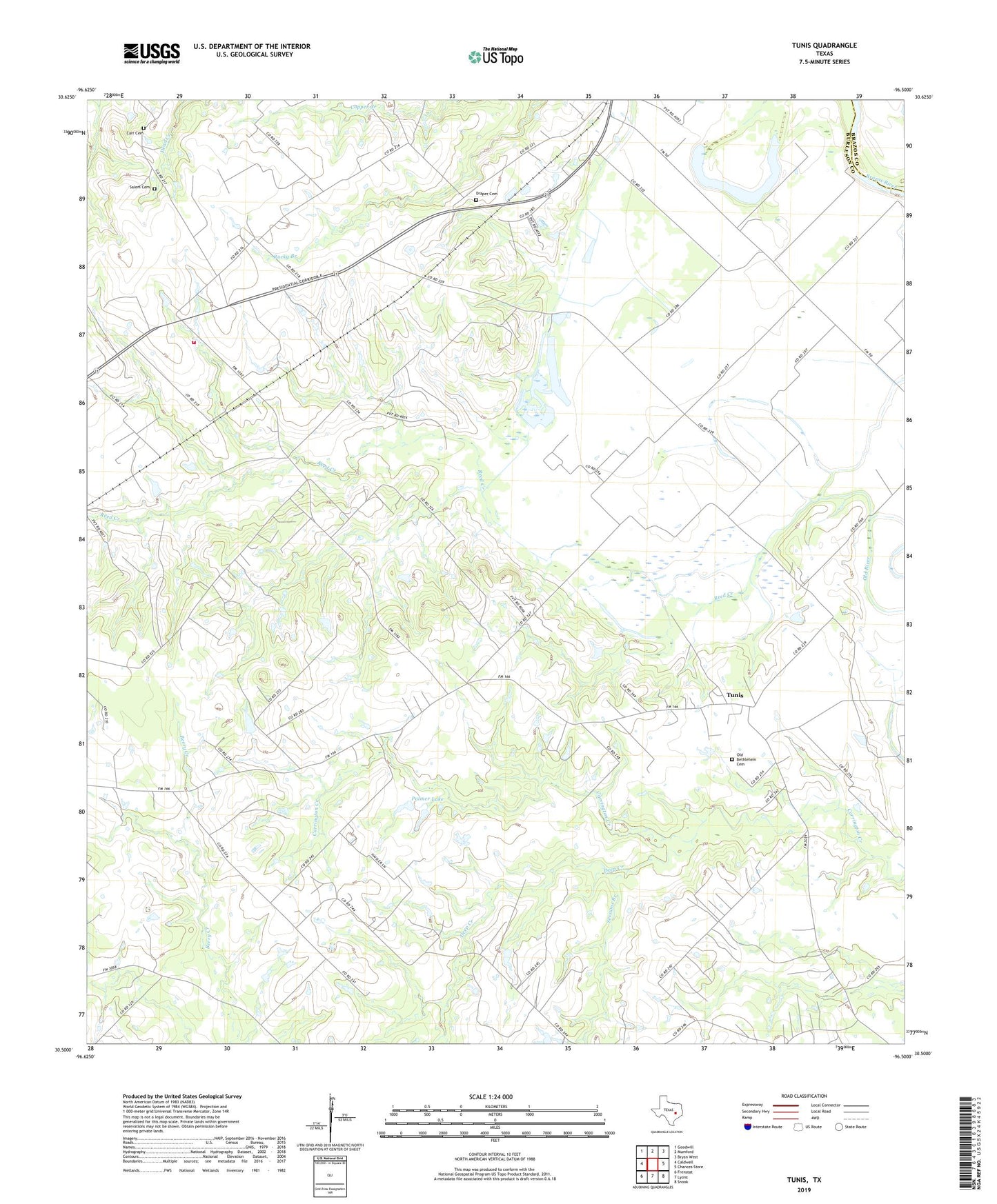 Tunis Texas US Topo Map Image