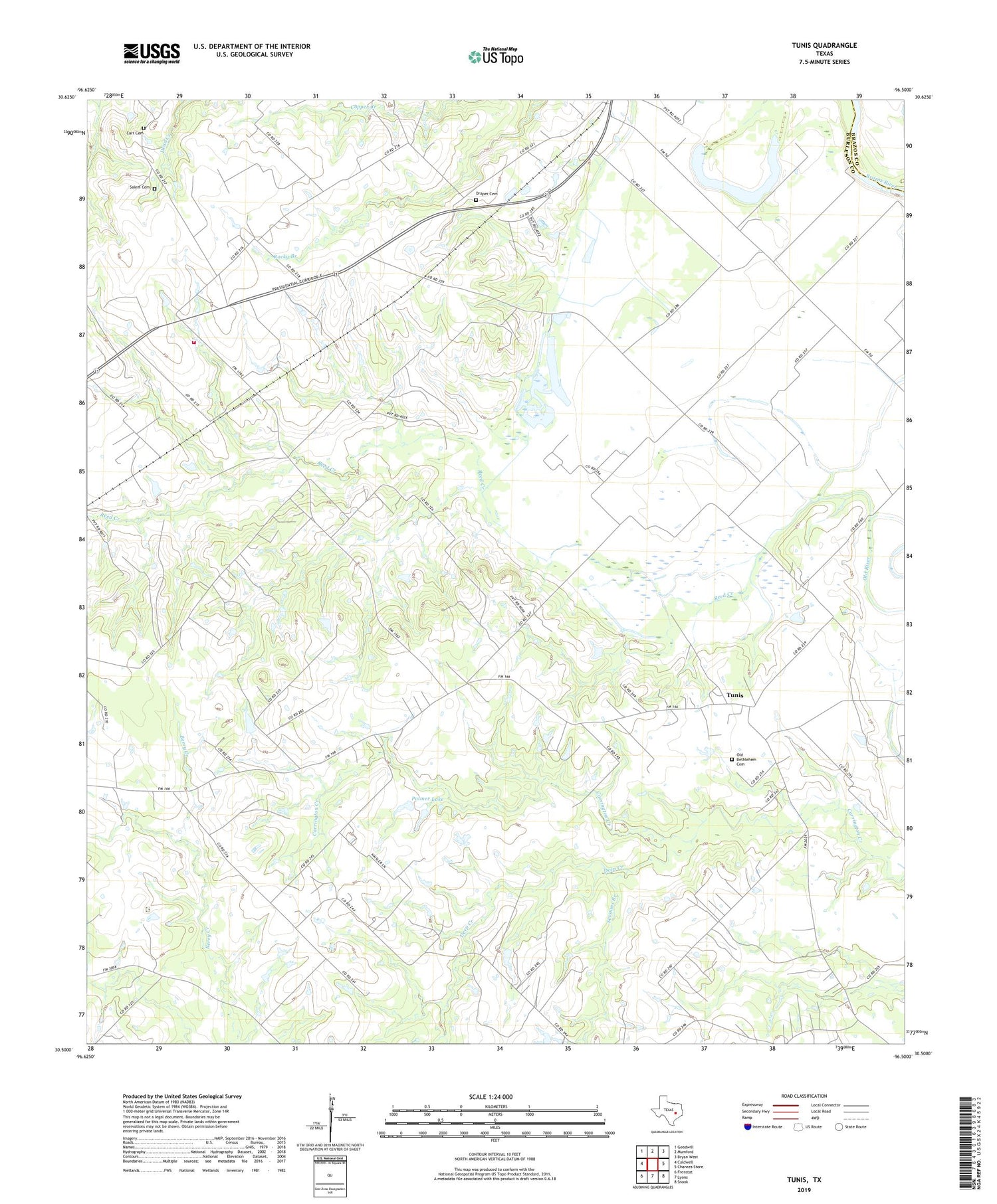 Tunis Texas US Topo Map Image