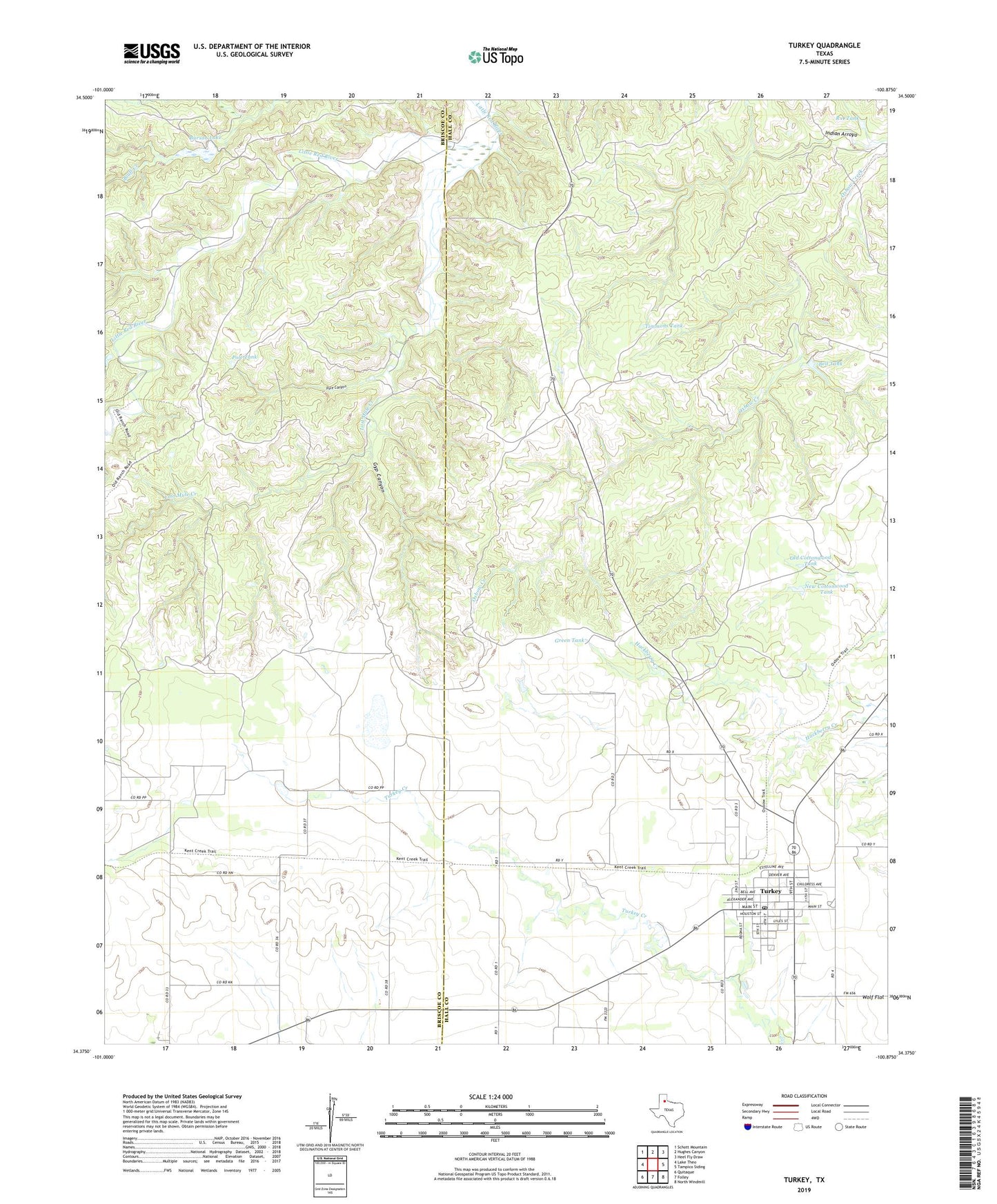 Turkey Texas US Topo Map Image