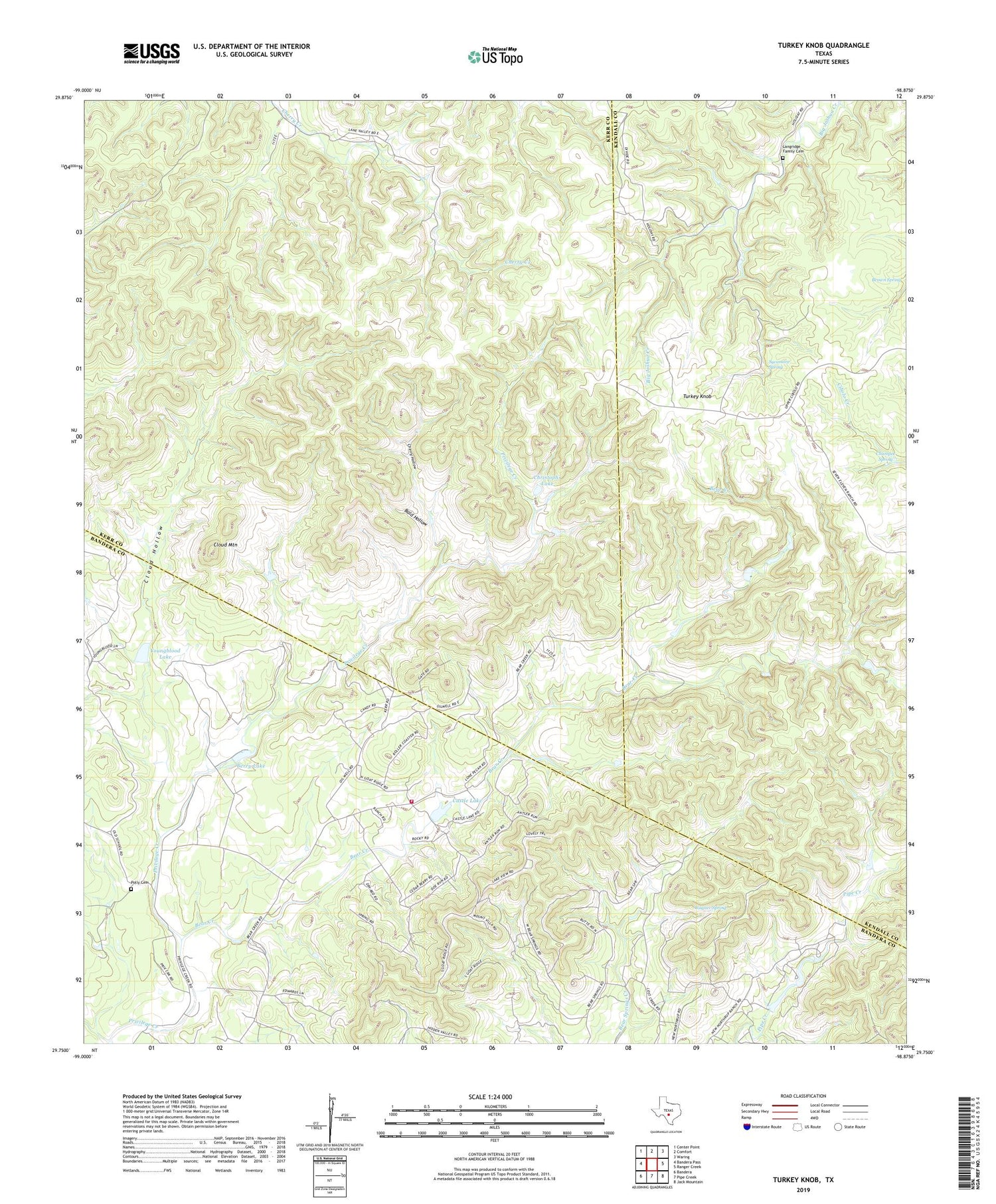 Turkey Knob Texas US Topo Map Image