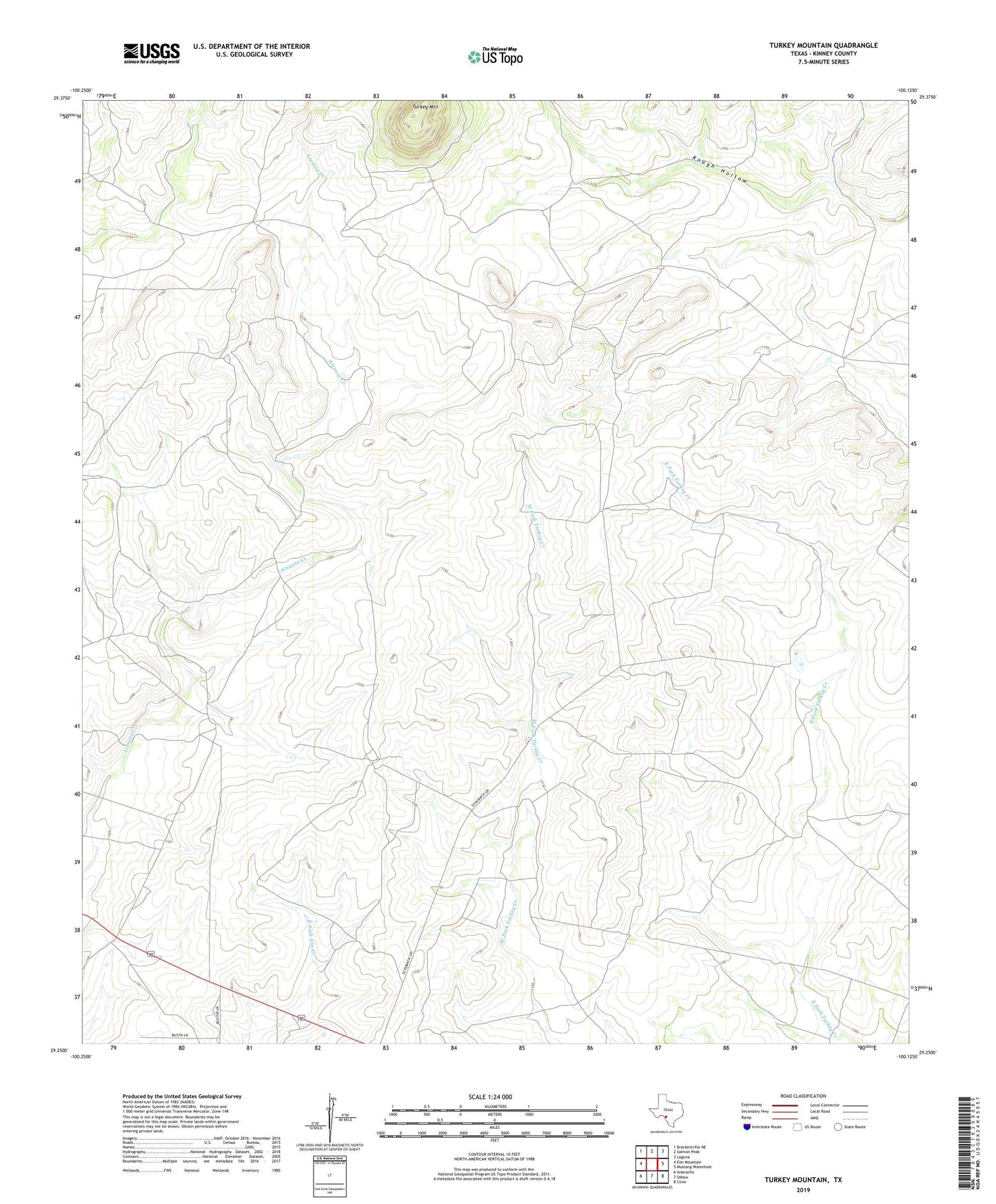 Turkey Mountain Texas US Topo Map Image