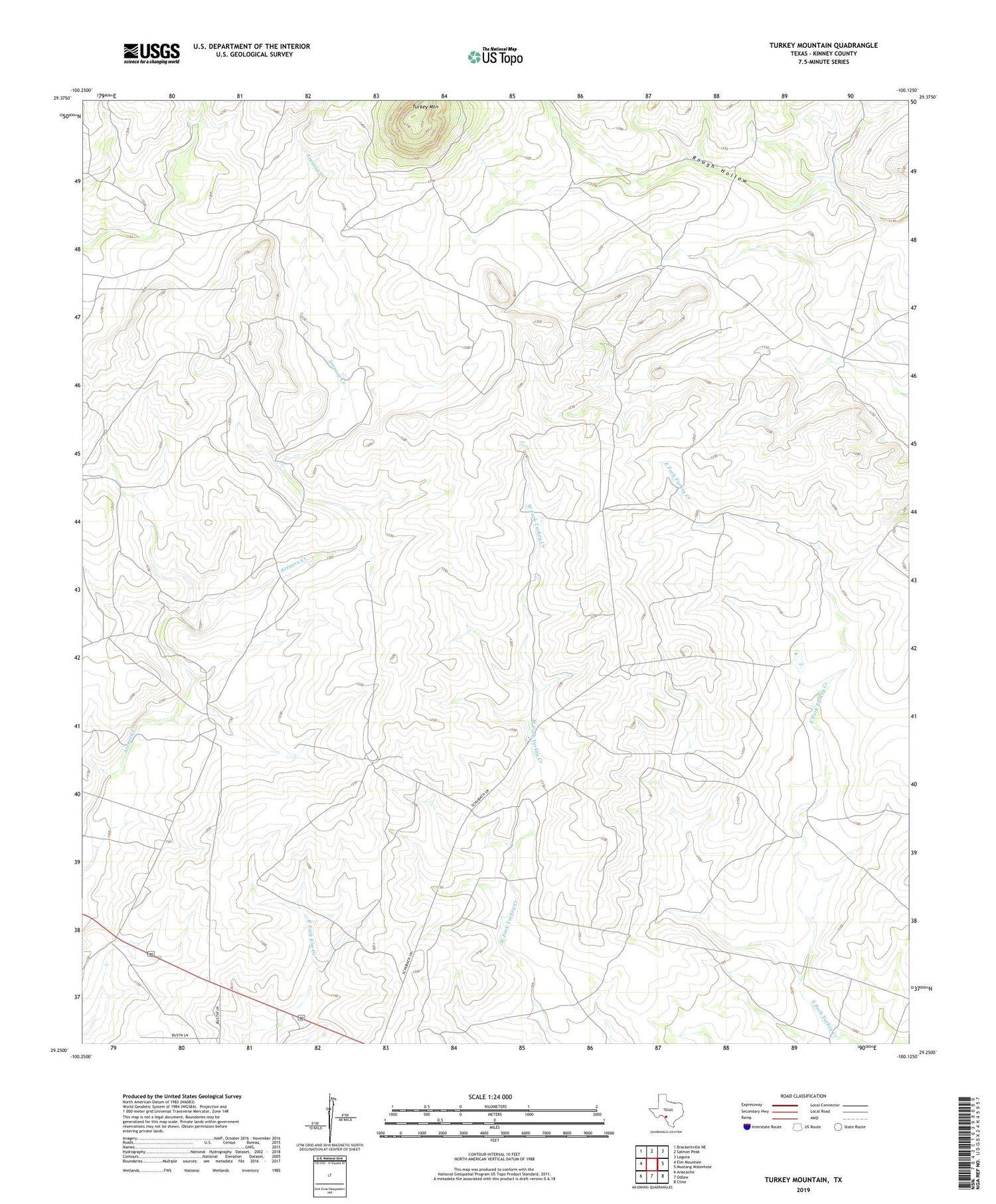 Turkey Mountain Texas US Topo Map Image