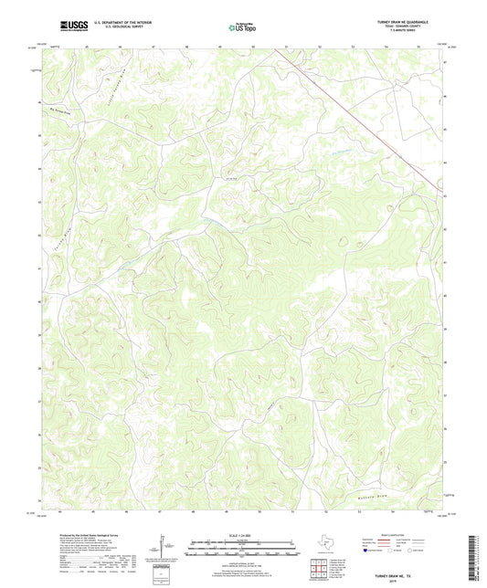 Turney Draw NE Texas US Topo Map Image