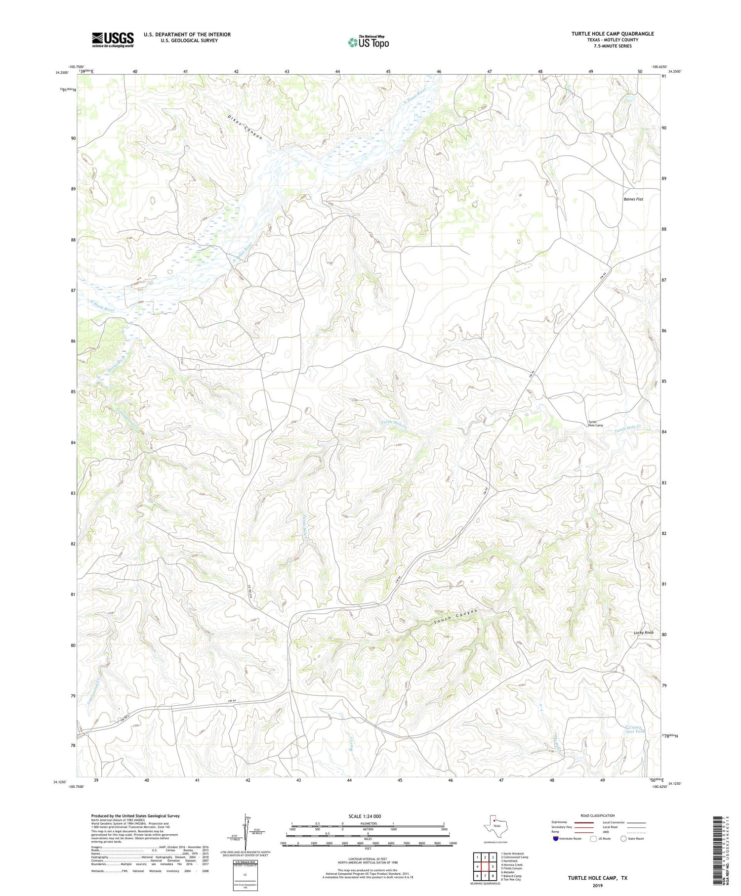 Turtle Hole Camp Texas US Topo Map Image