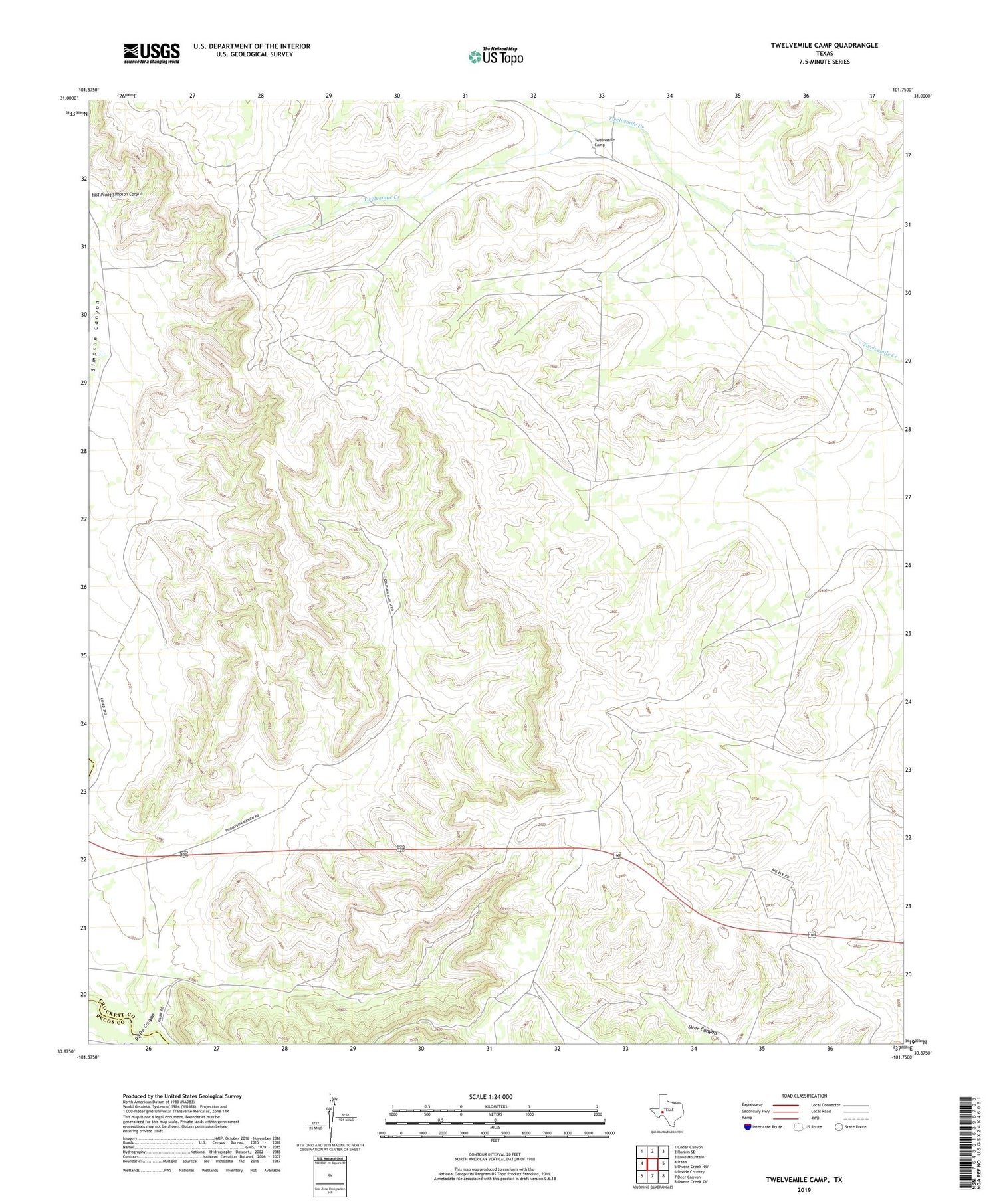 Twelvemile Camp Texas US Topo Map Image