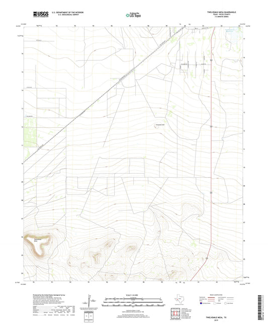 Twelvemile Mesa Texas US Topo Map Image