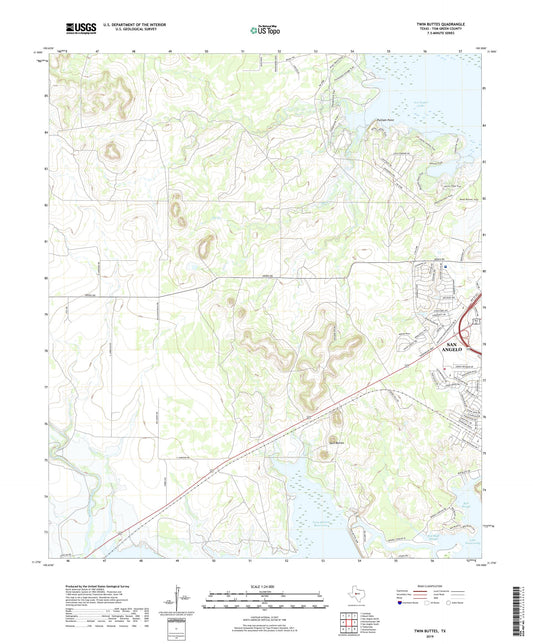 Twin Buttes Texas US Topo Map Image