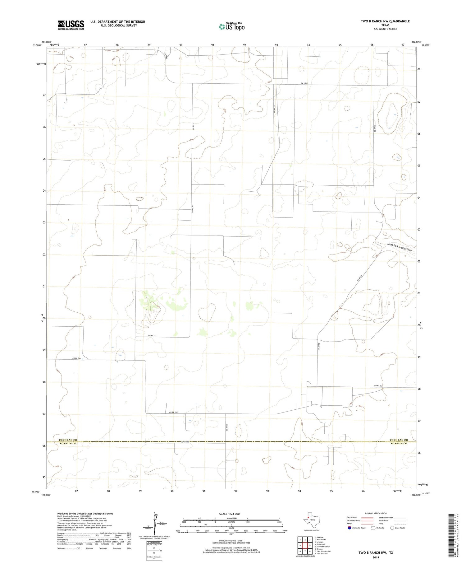 Two B Ranch NW Texas US Topo Map Image