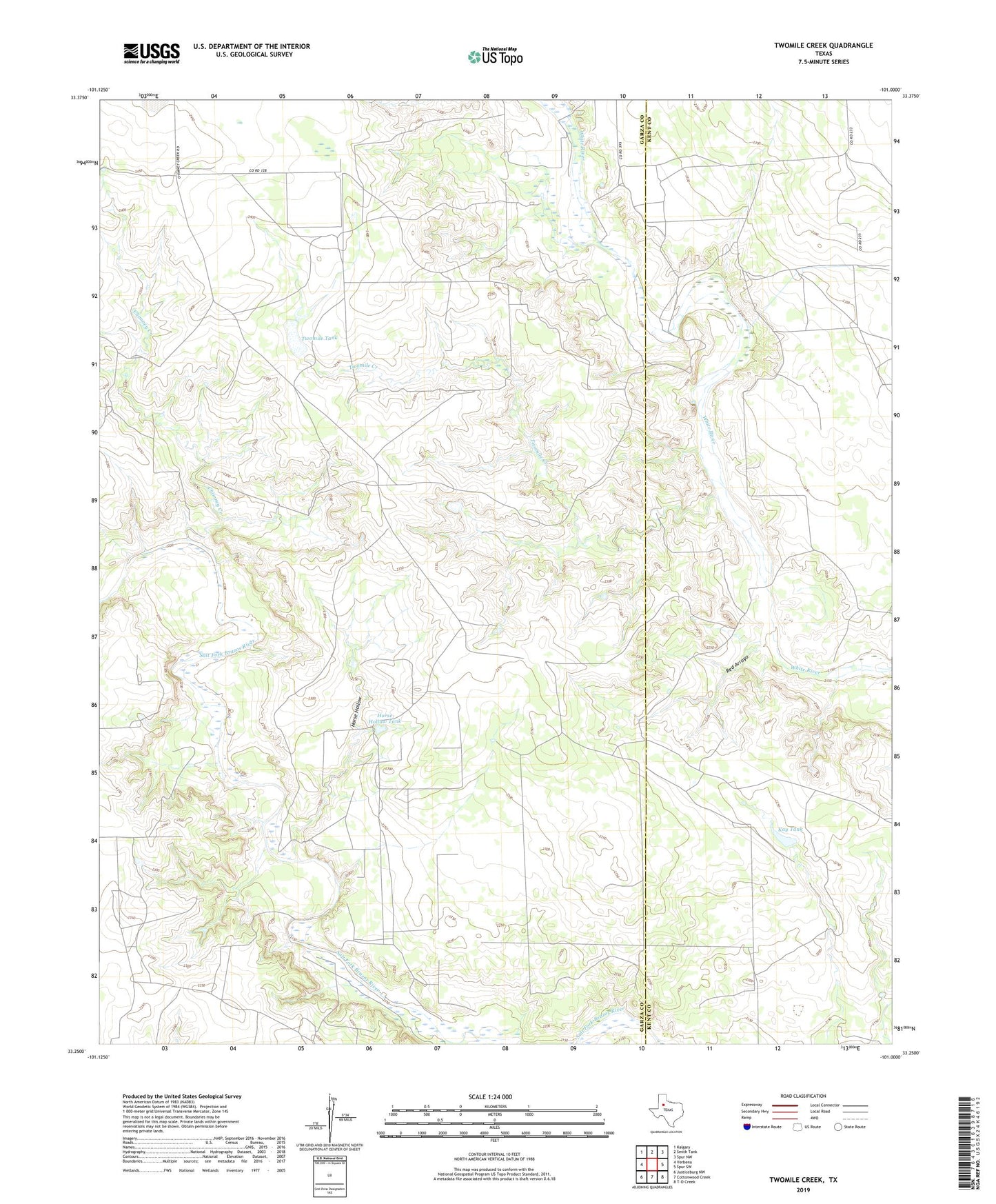 Twomile Creek Texas US Topo Map Image