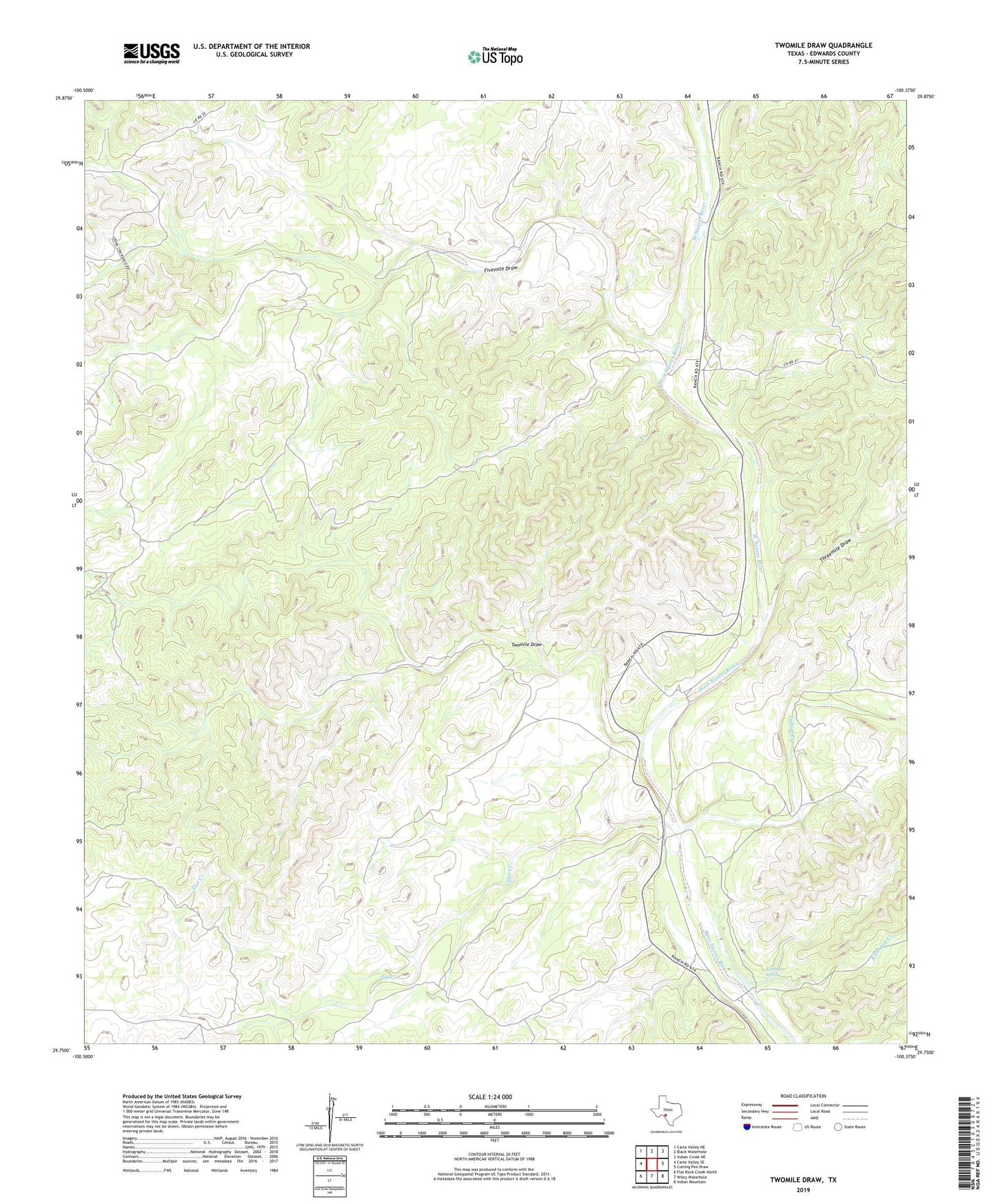 Twomile Draw Texas US Topo Map Image