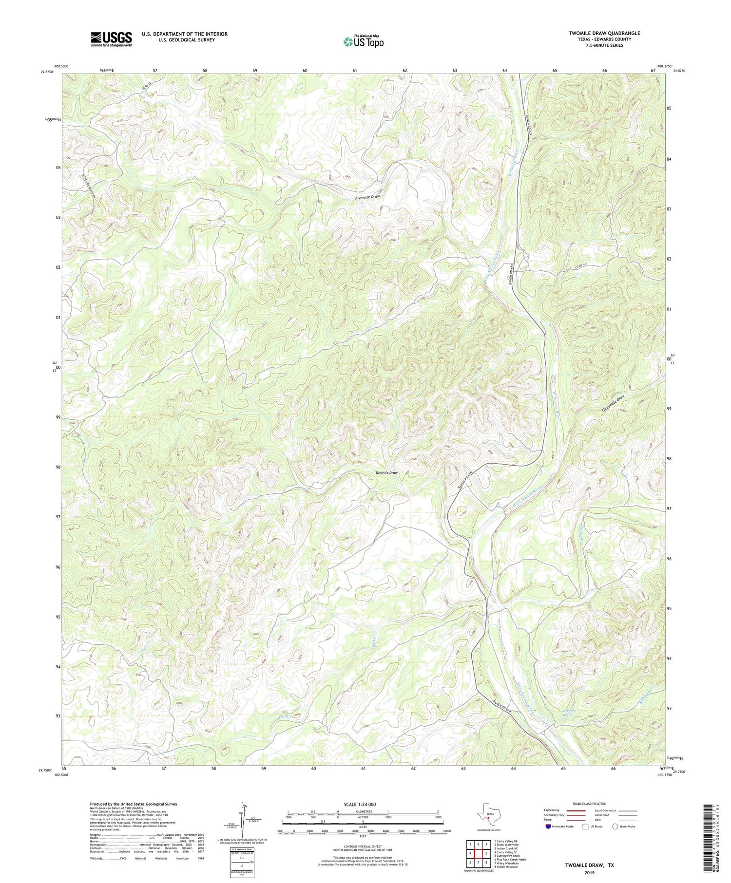 Twomile Draw Texas US Topo Map Image