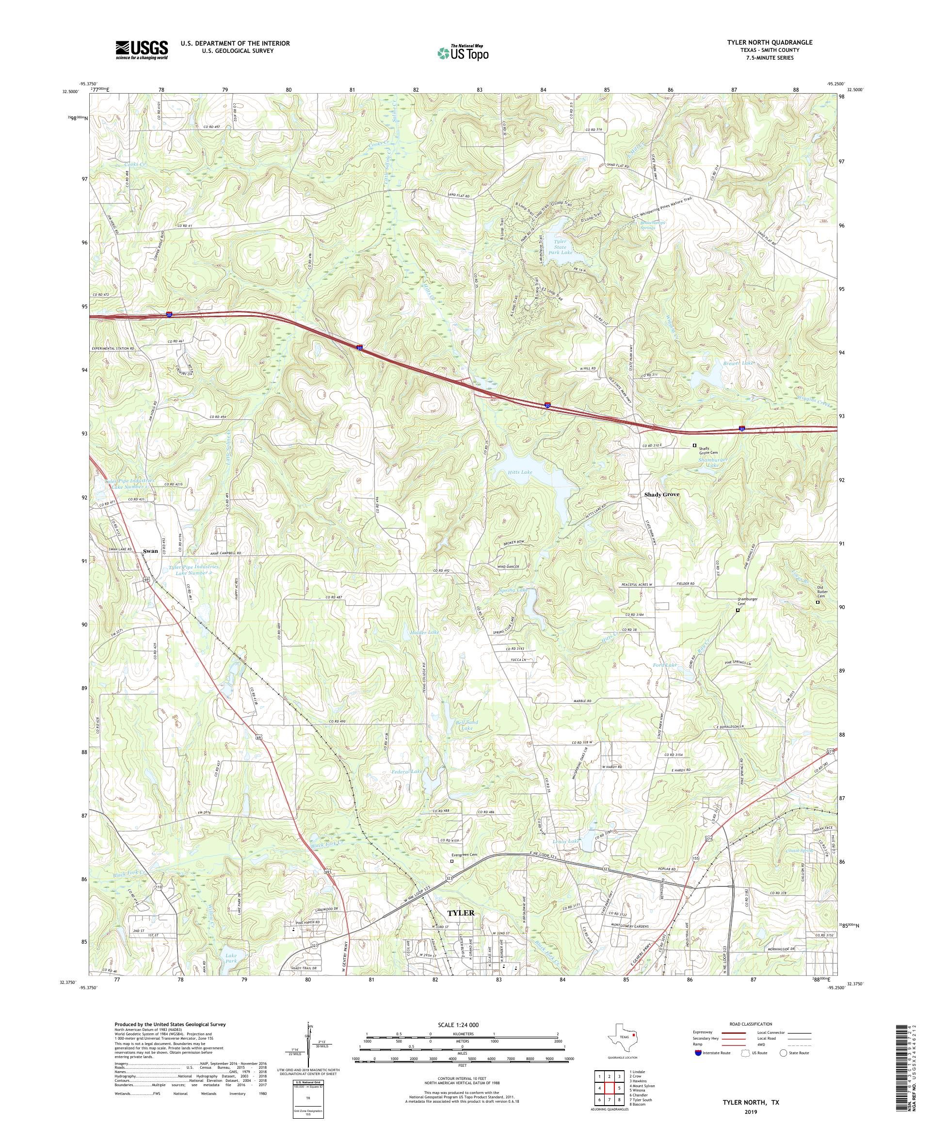Tyler North Texas US Topo Map – MyTopo Map Store