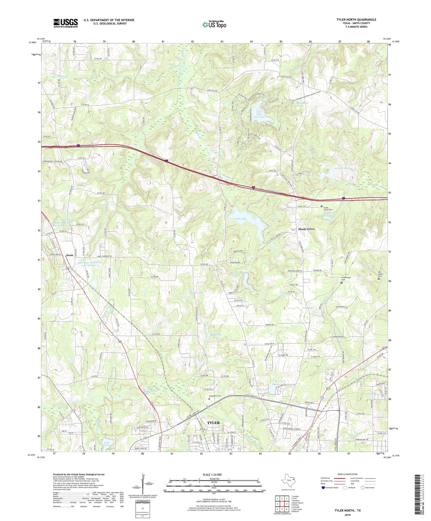 Tyler North Texas US Topo Map Image