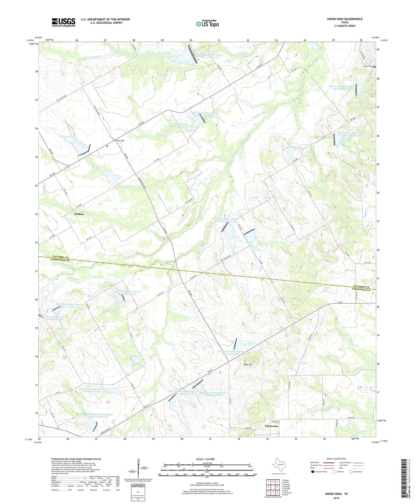 Union High Texas US Topo Map Image