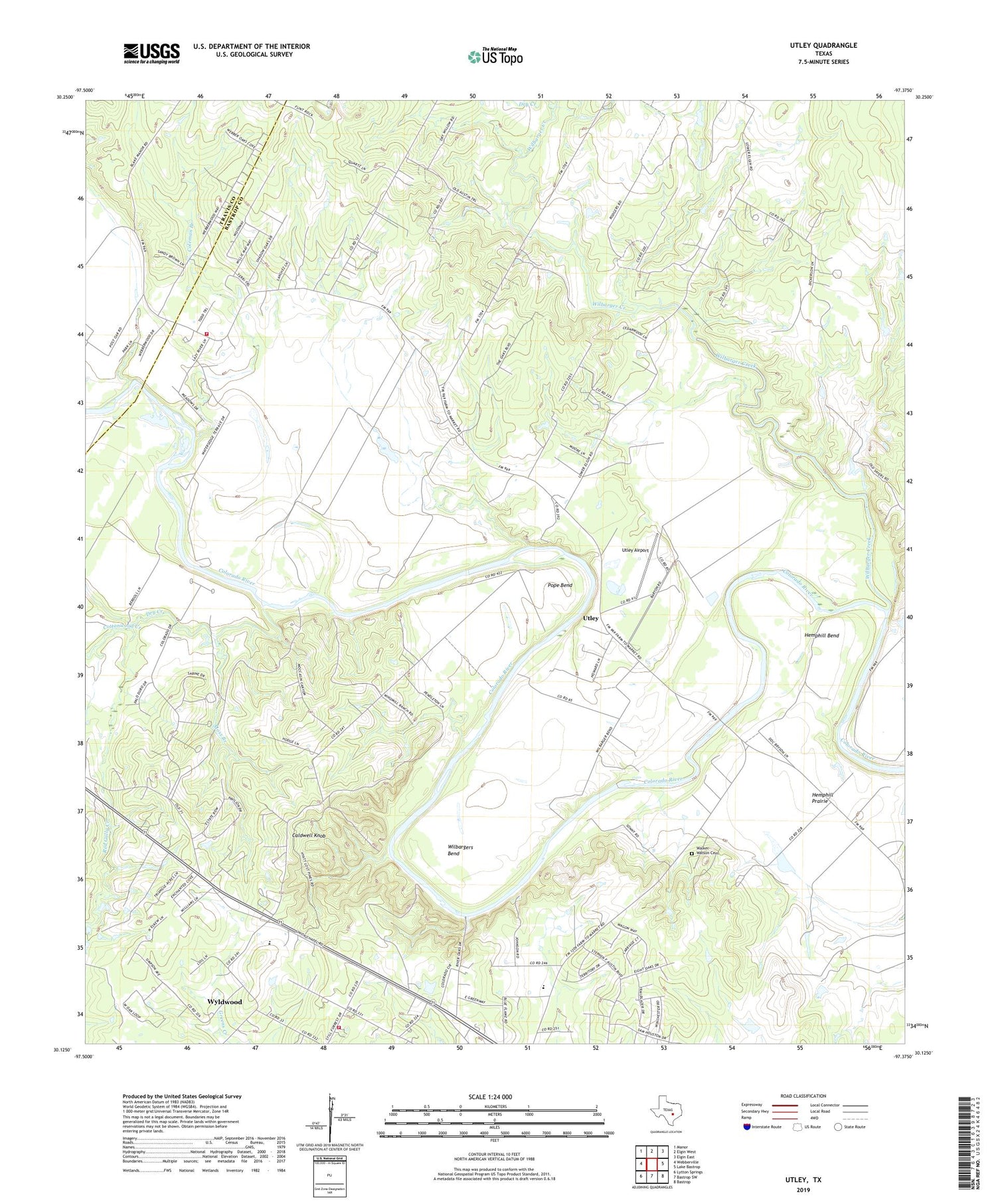 Utley Texas US Topo Map Image