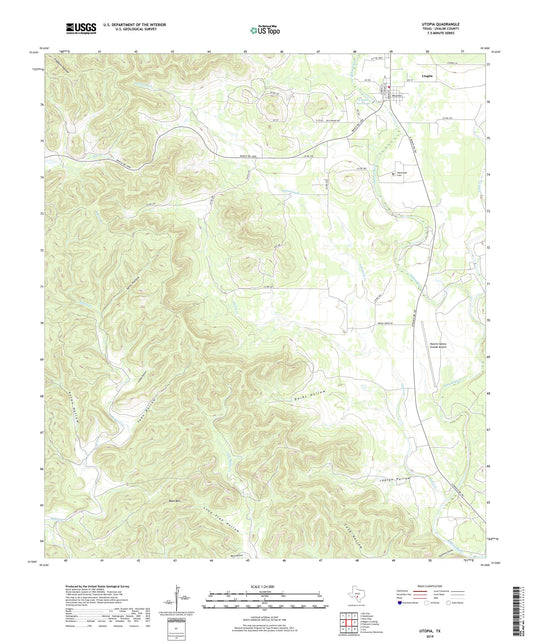 Utopia Texas US Topo Map Image