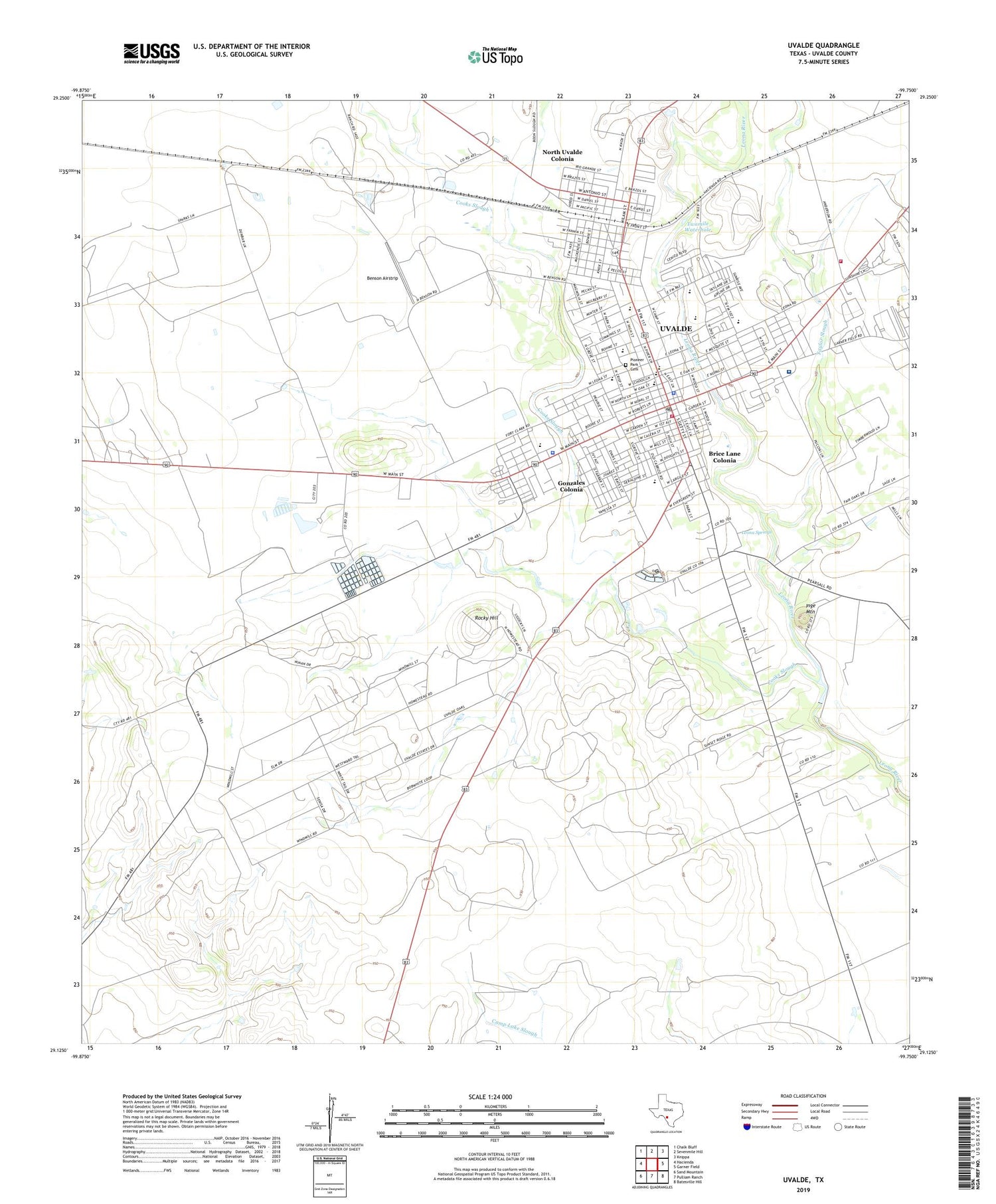 Uvalde Texas US Topo Map Image