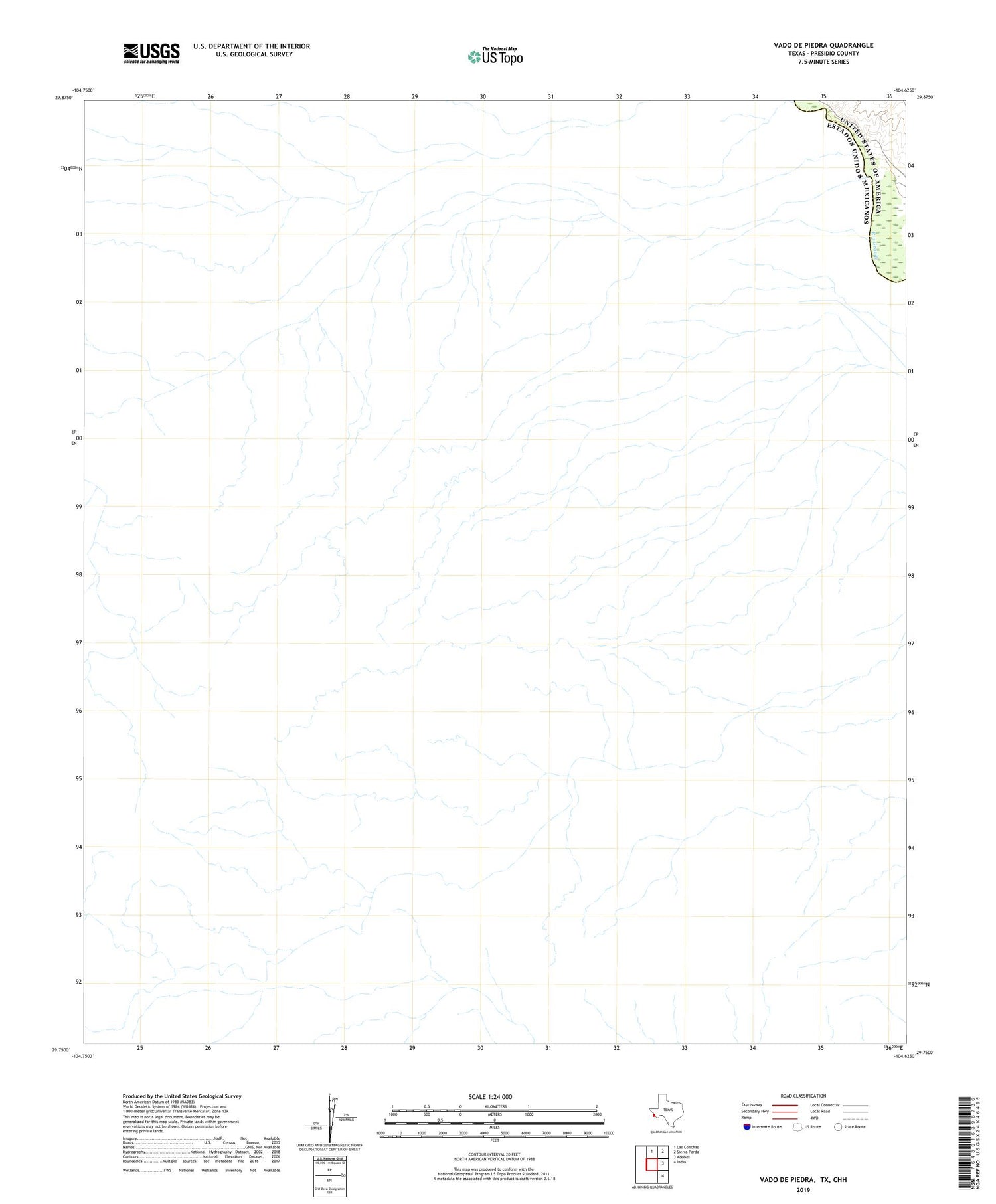Vado De Piedra Texas US Topo Map Image