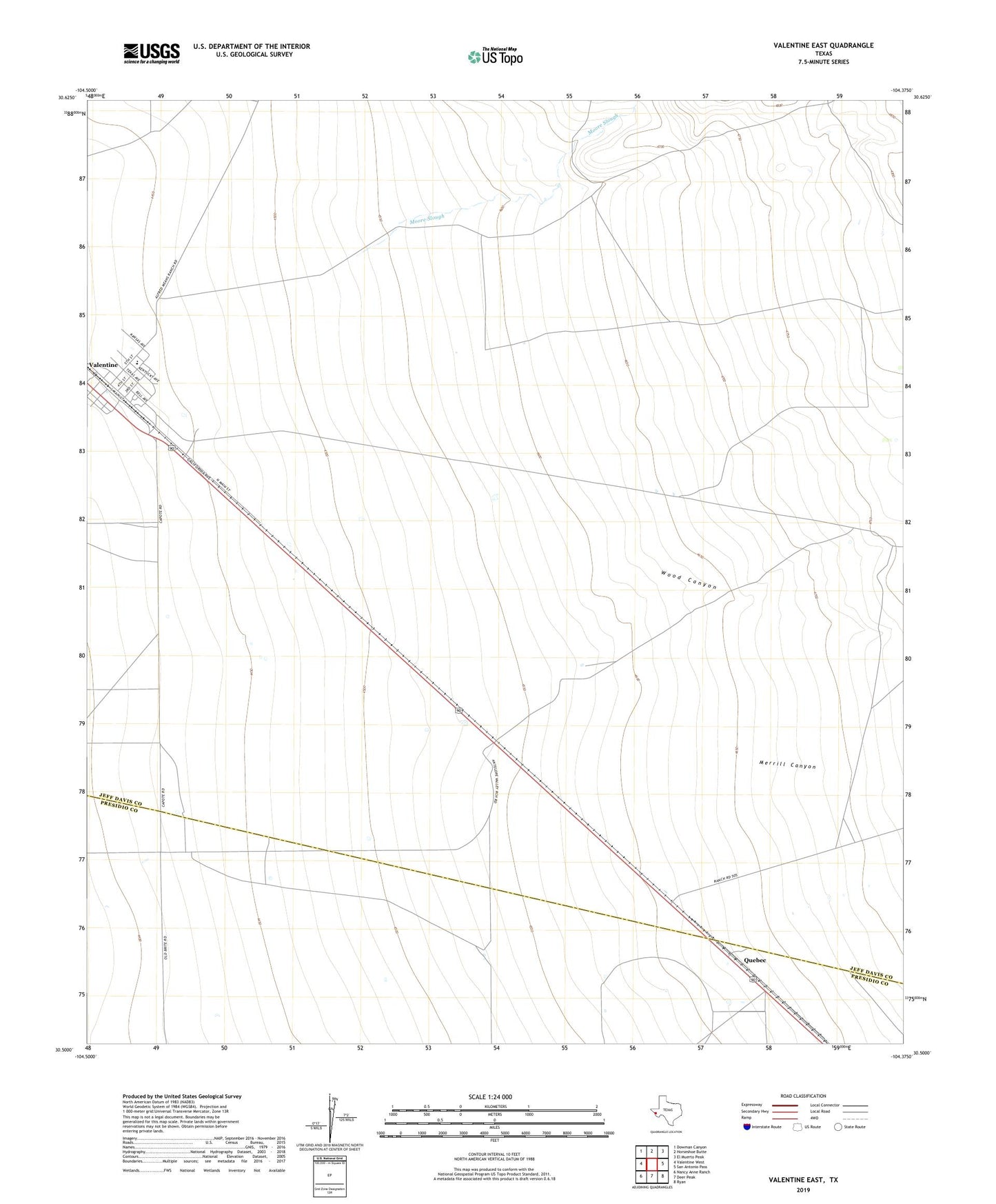 Valentine East Texas US Topo Map Image