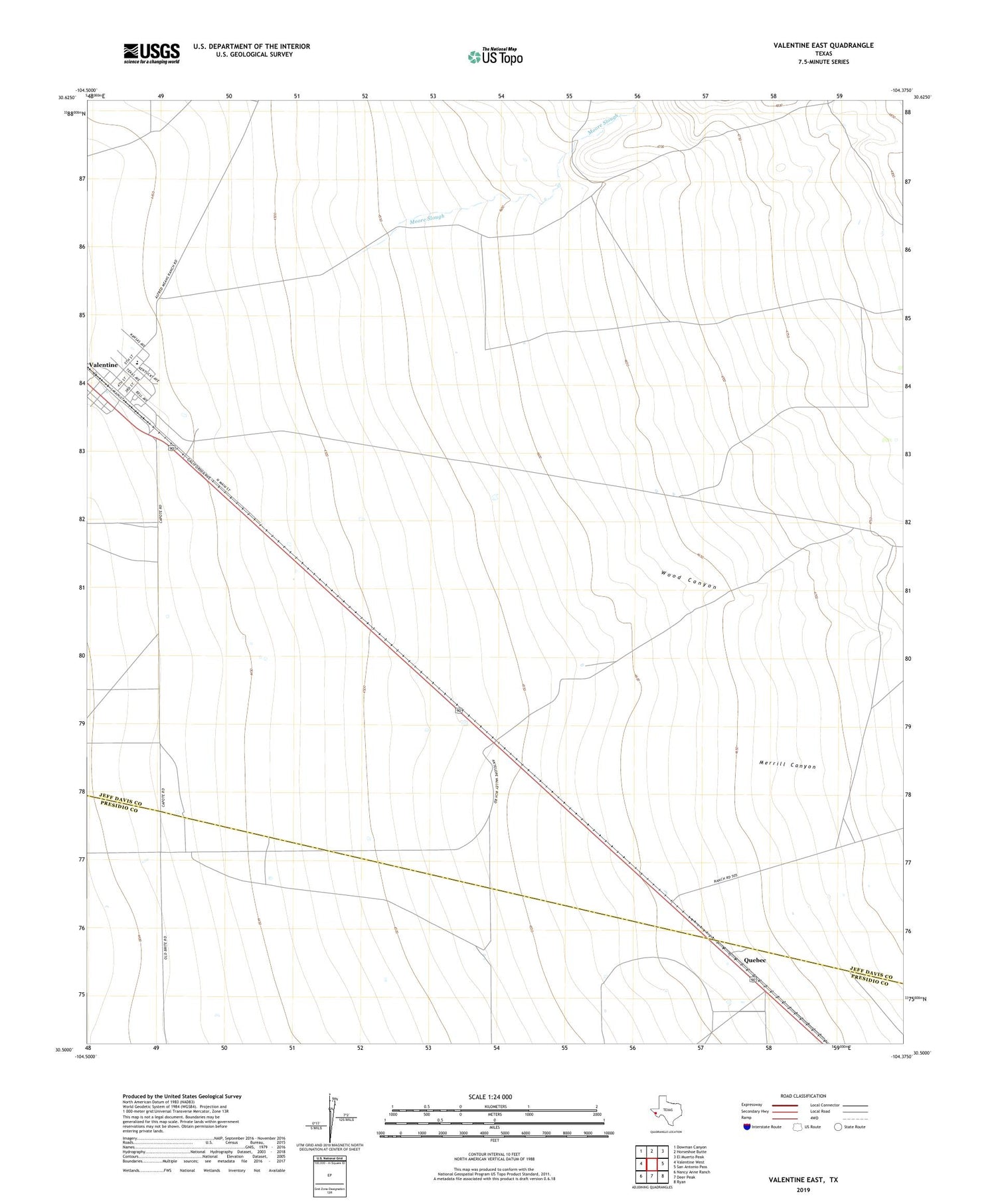 Valentine East Texas US Topo Map Image