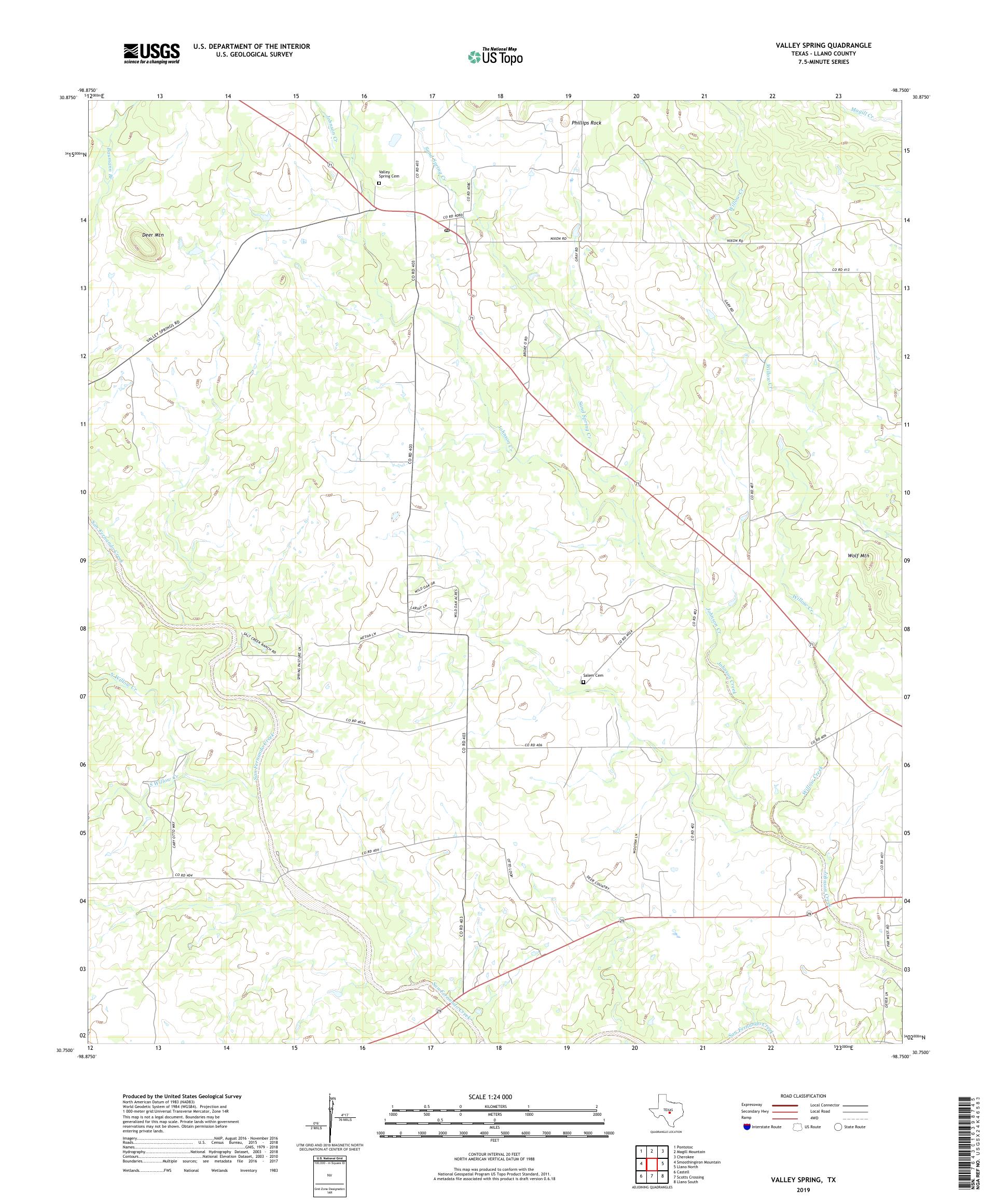 Valley Spring Texas US Topo Map – MyTopo Map Store