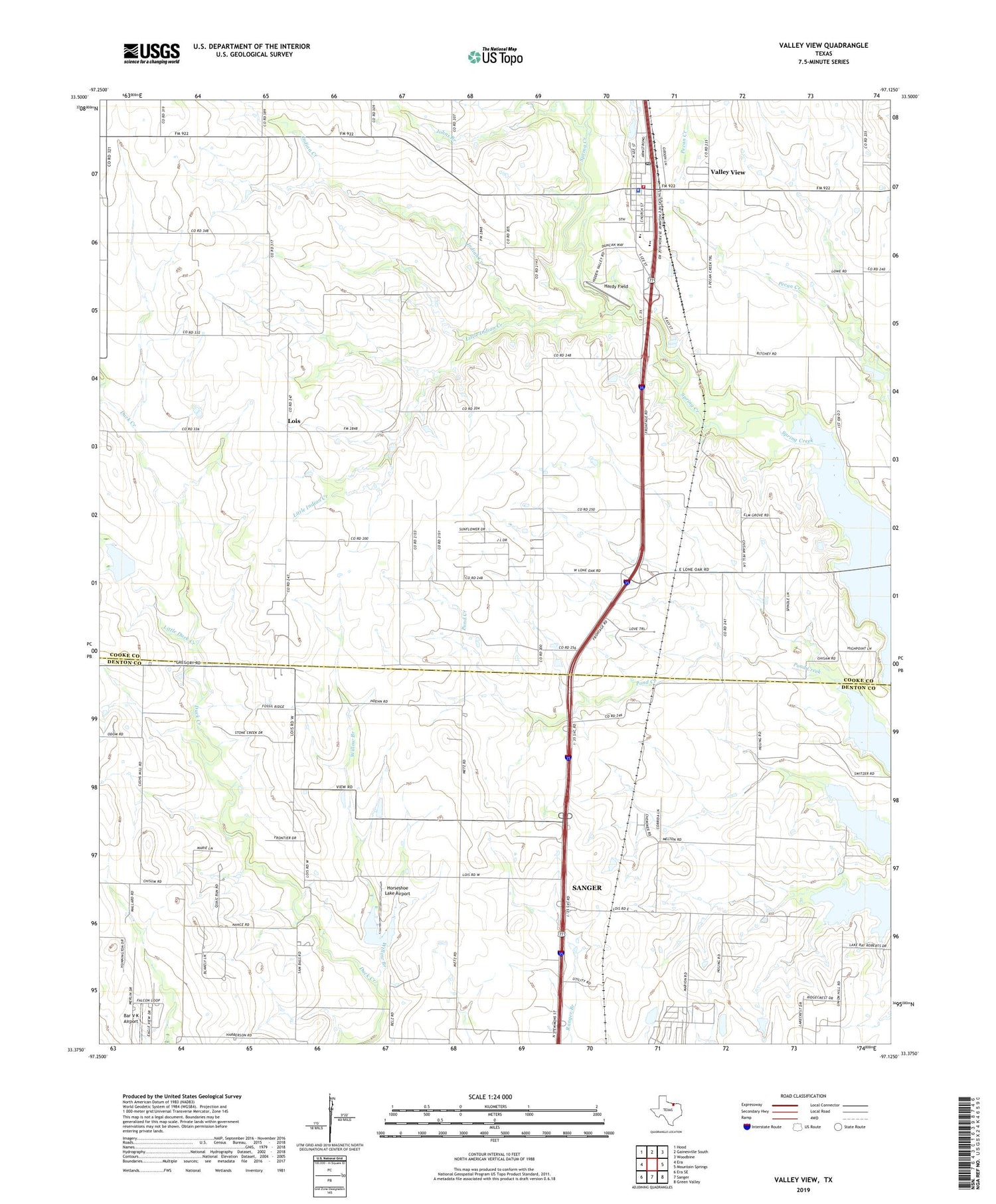 Valley View Texas US Topo Map Image