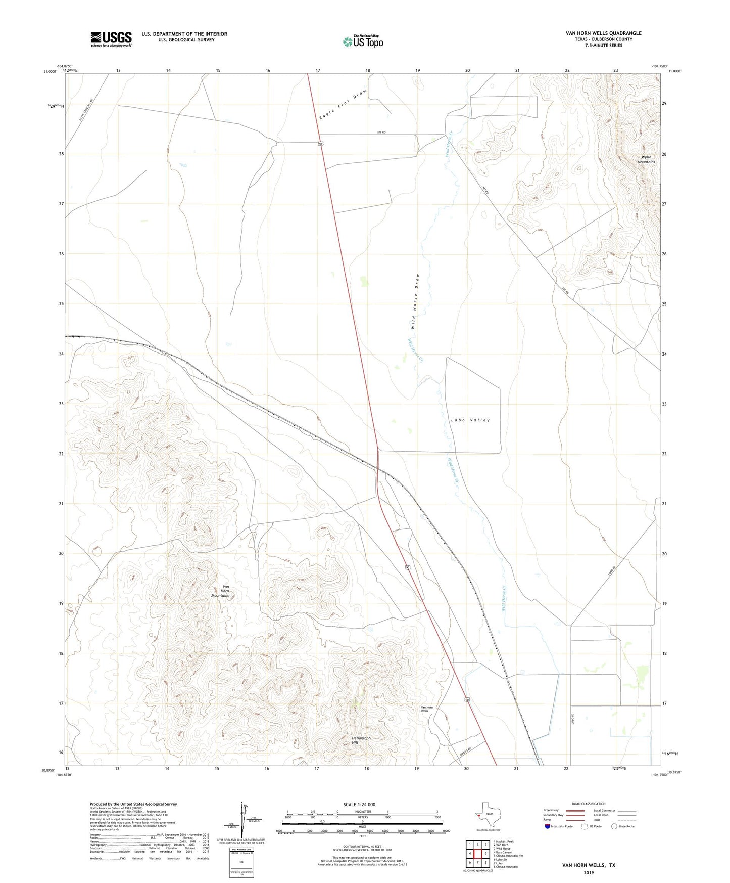 Van Horn Wells Texas US Topo Map Image