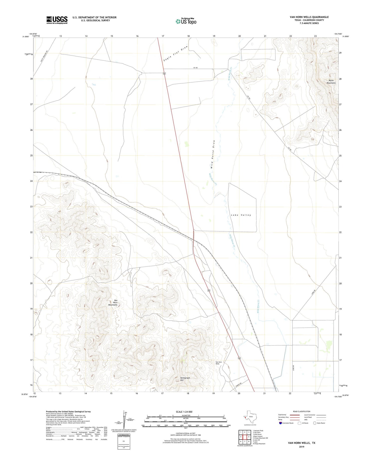 Van Horn Wells Texas US Topo Map Image