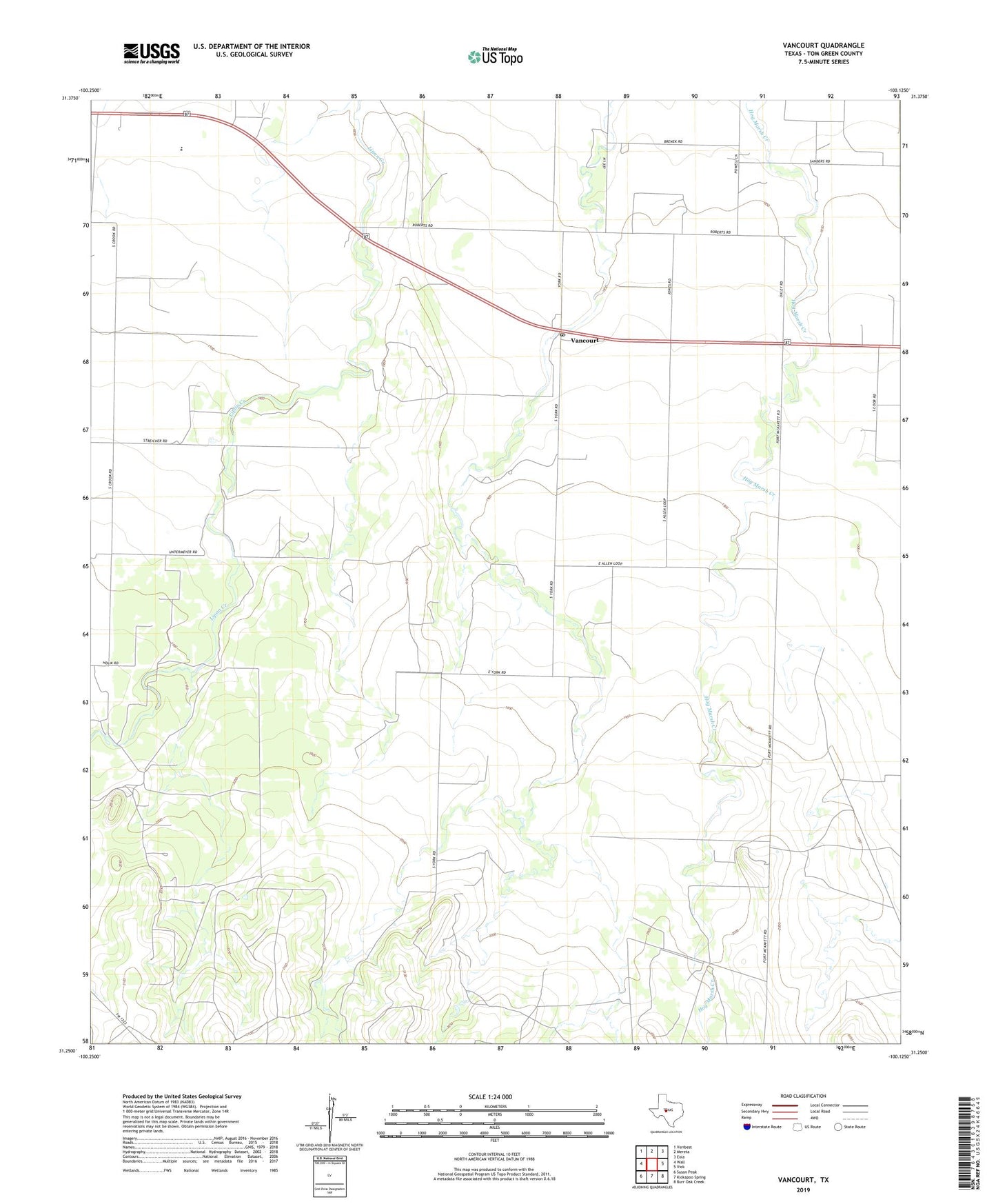 Vancourt Texas US Topo Map Image