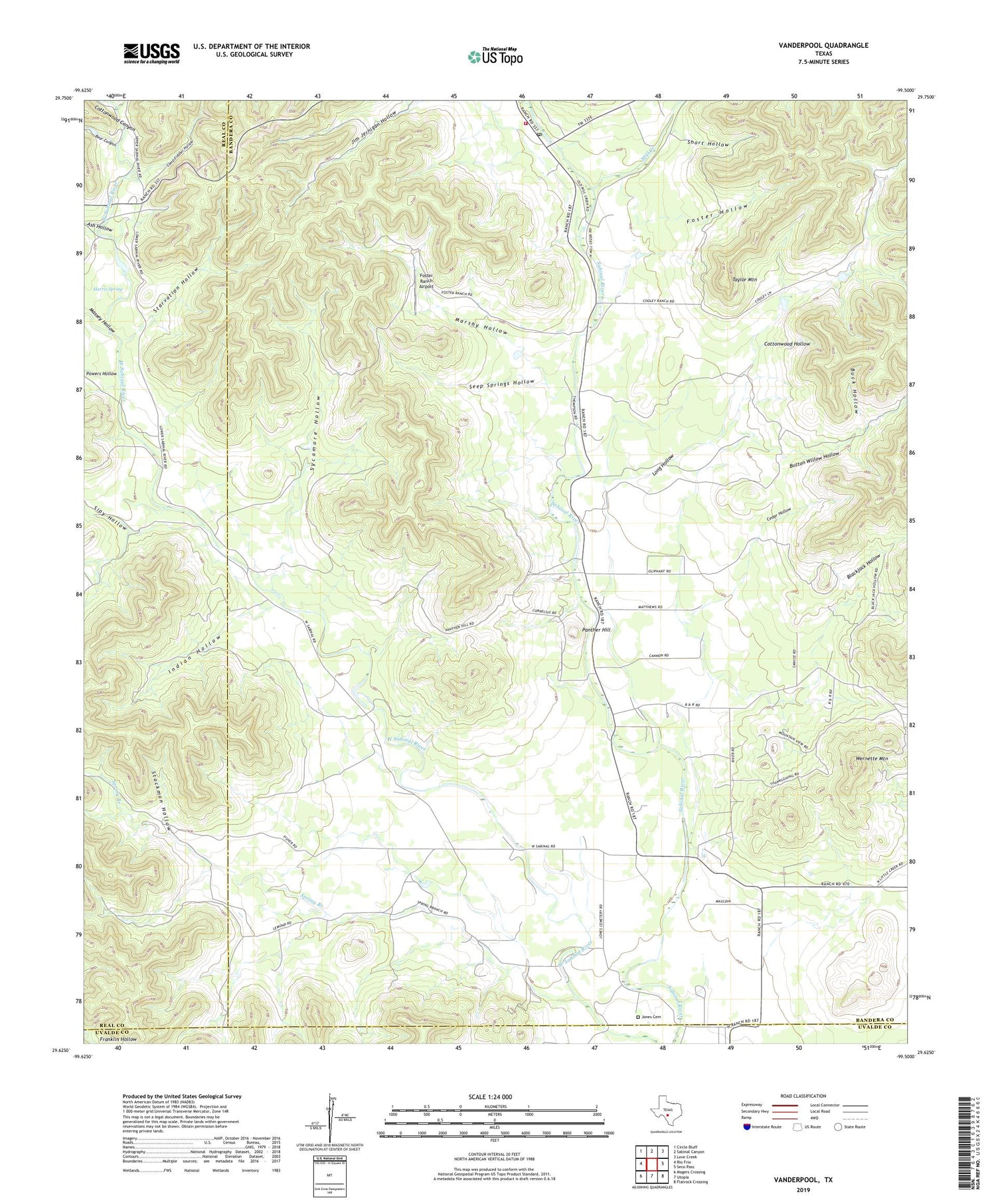 Vanderpool Texas US Topo Map Image