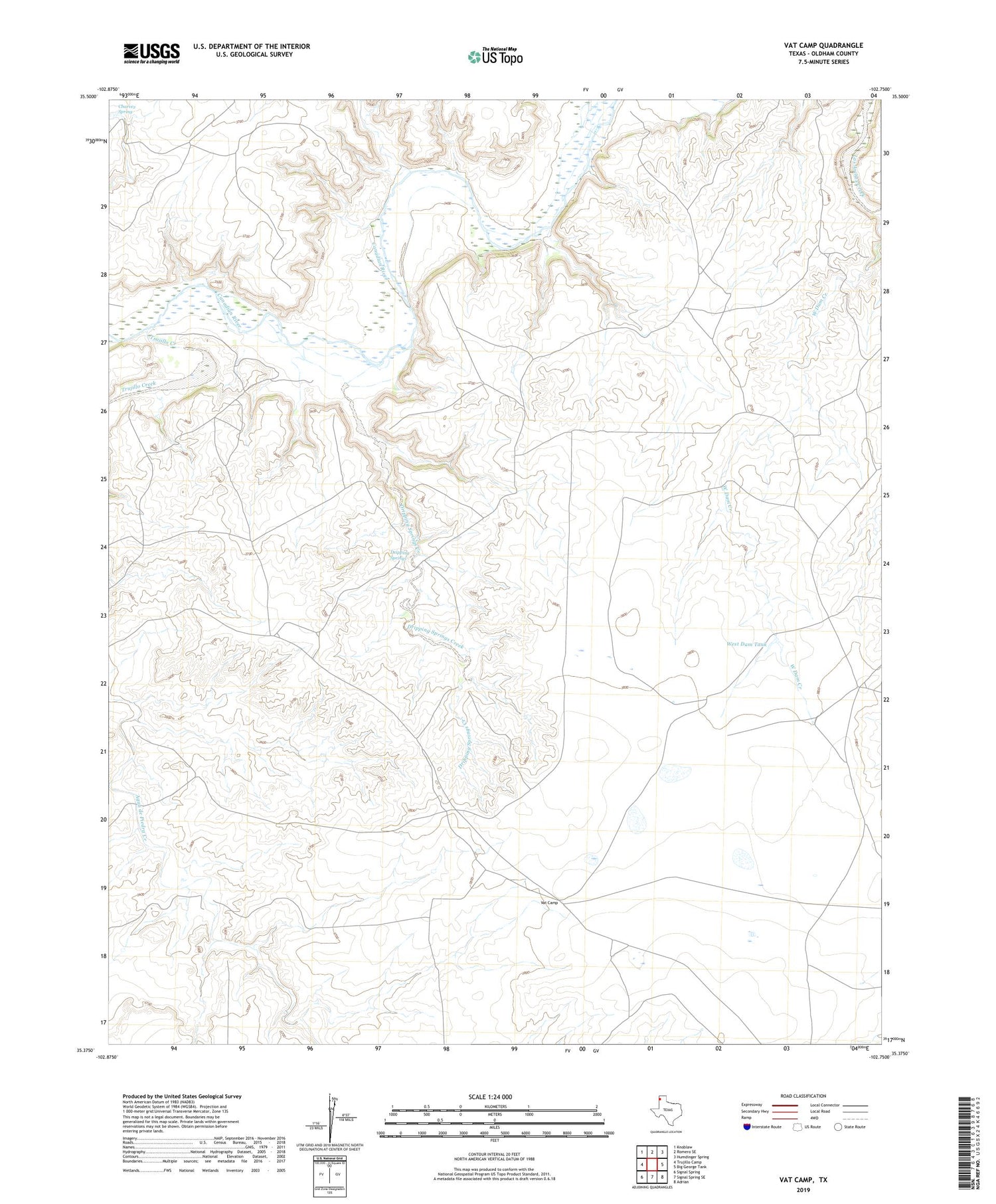 Vat Camp Texas US Topo Map Image