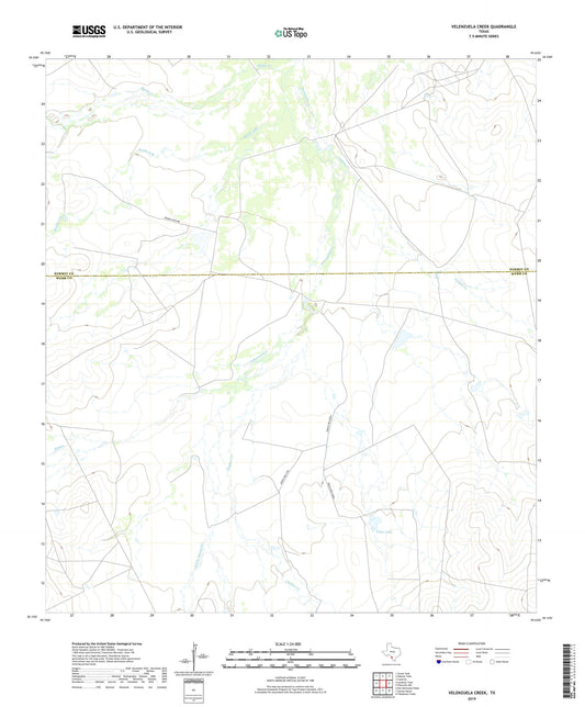 Velenzuela Creek Texas US Topo Map Image