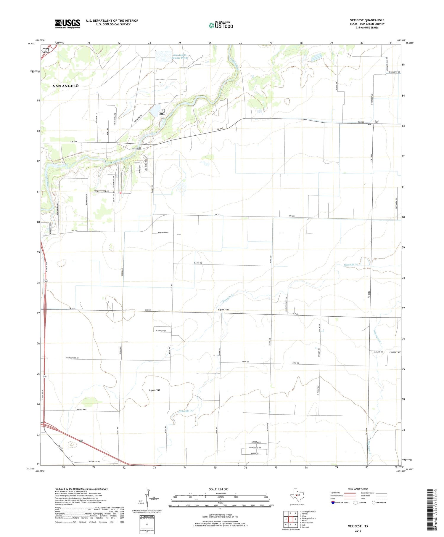 Veribest Texas US Topo Map Image