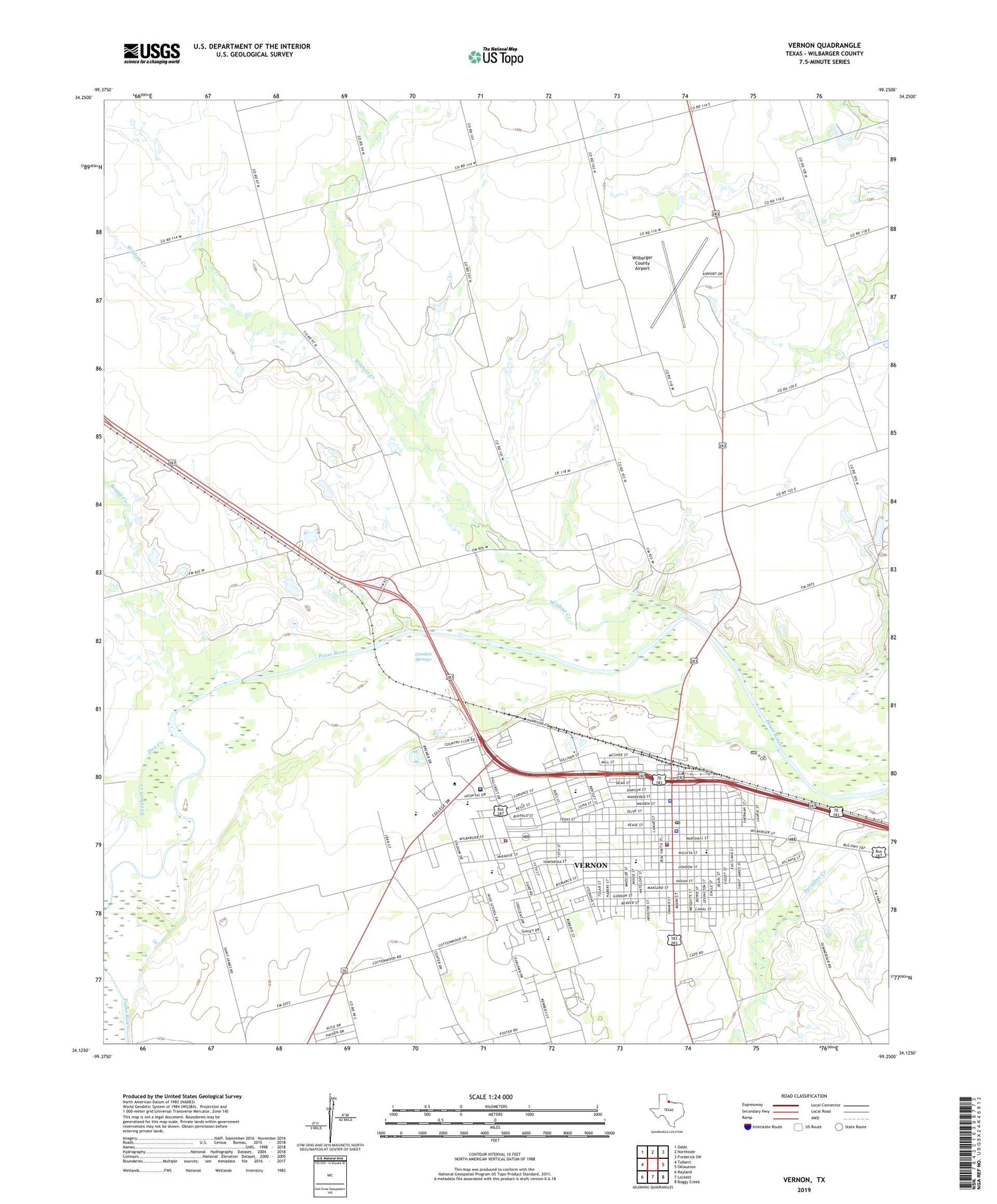 Vernon Texas US Topo Map Image
