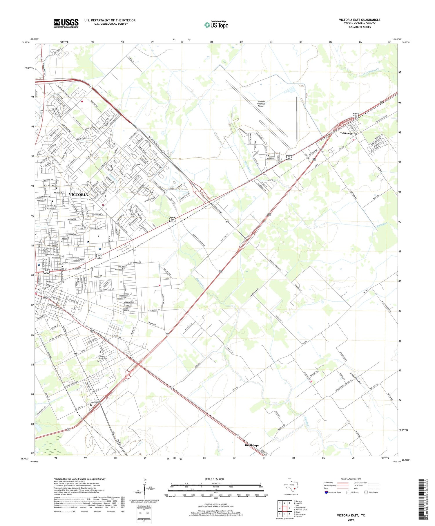 Victoria East Texas US Topo Map Image