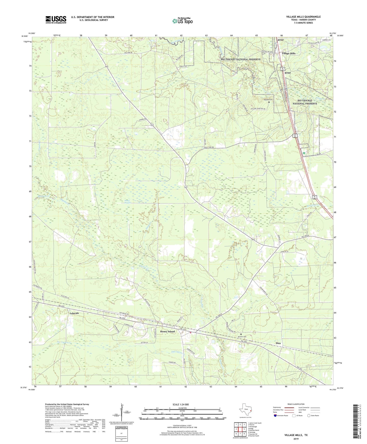 Village Mills Texas US Topo Map Image