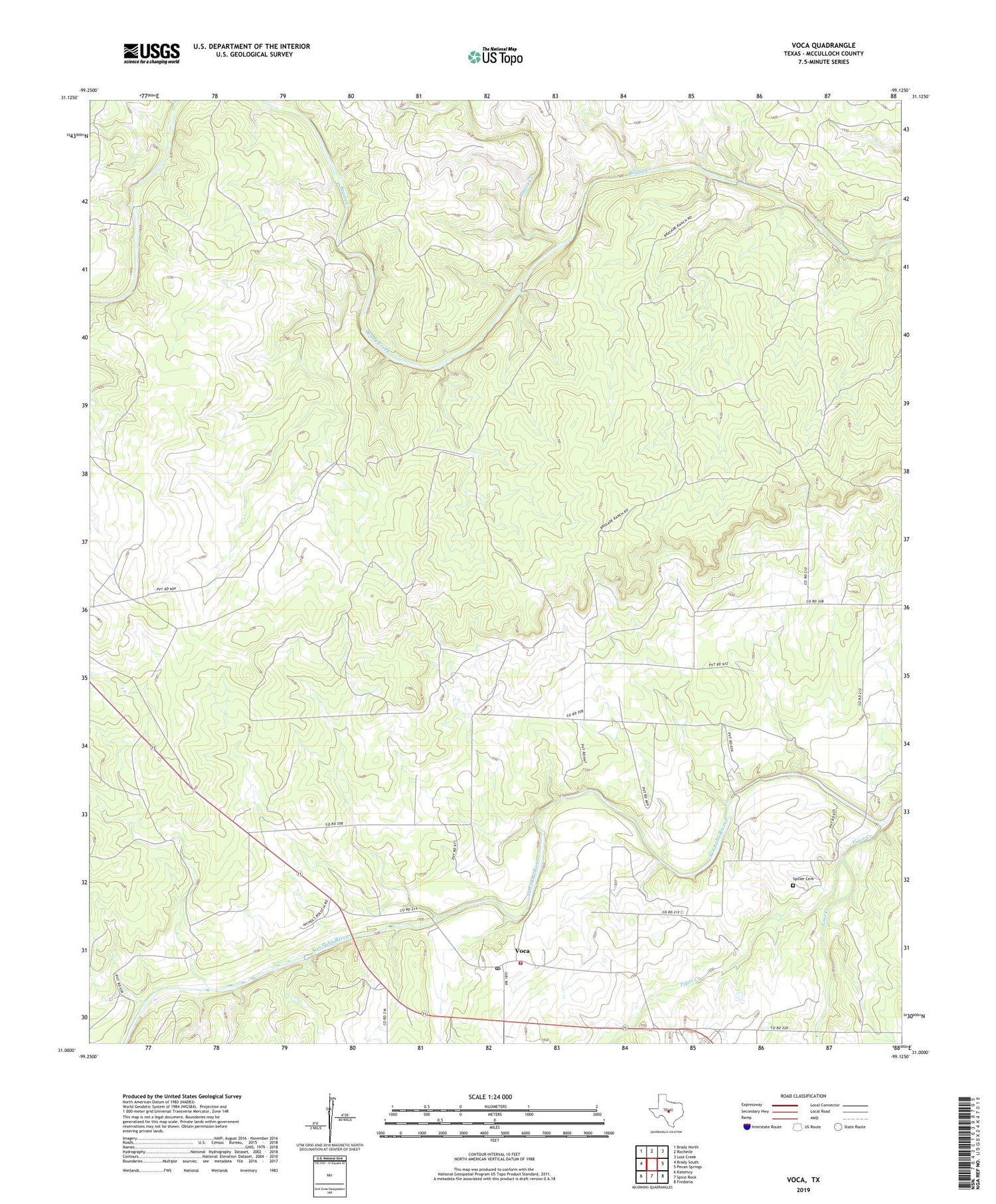 Voca Texas US Topo Map Image