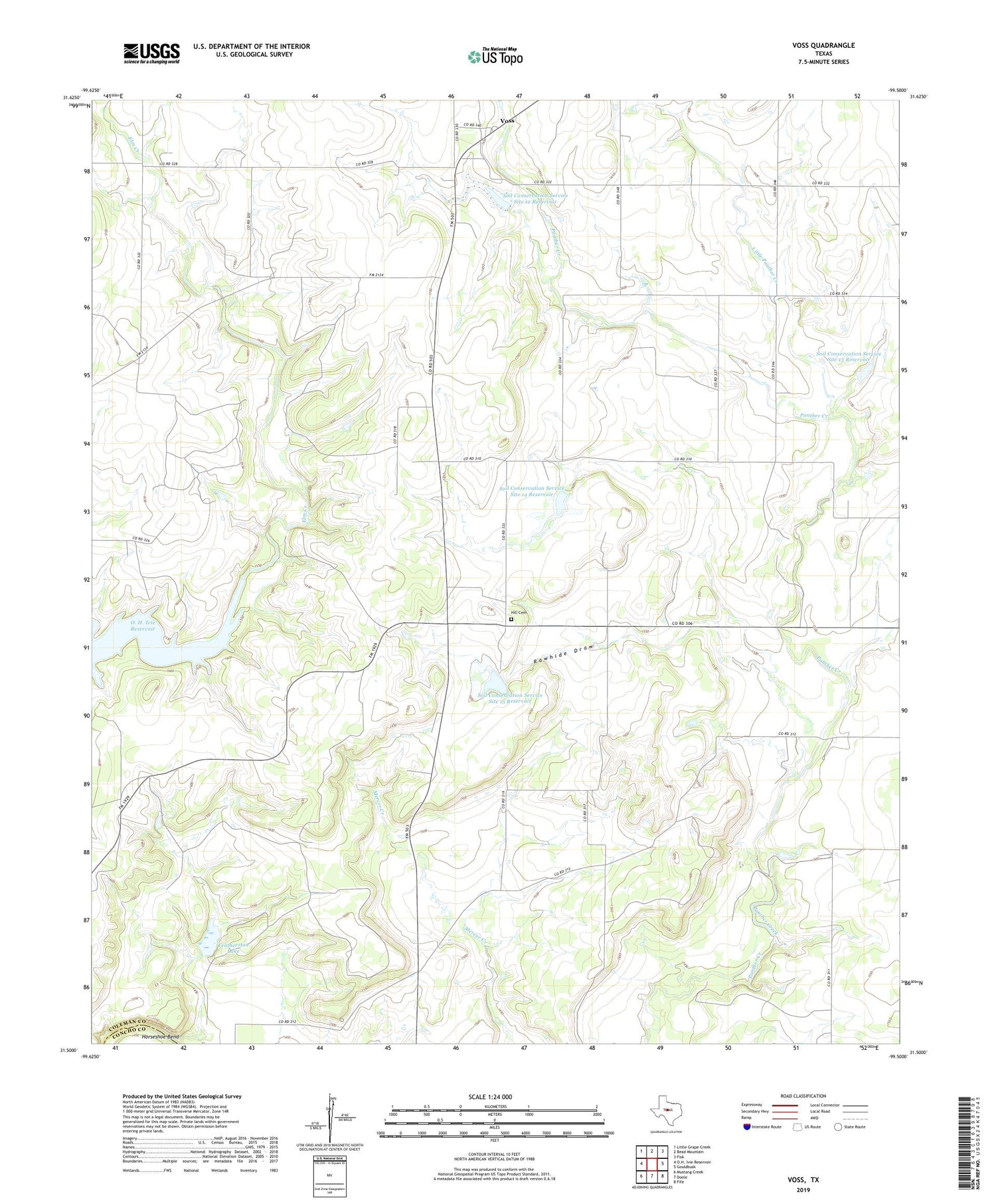 Voss Texas US Topo Map Image