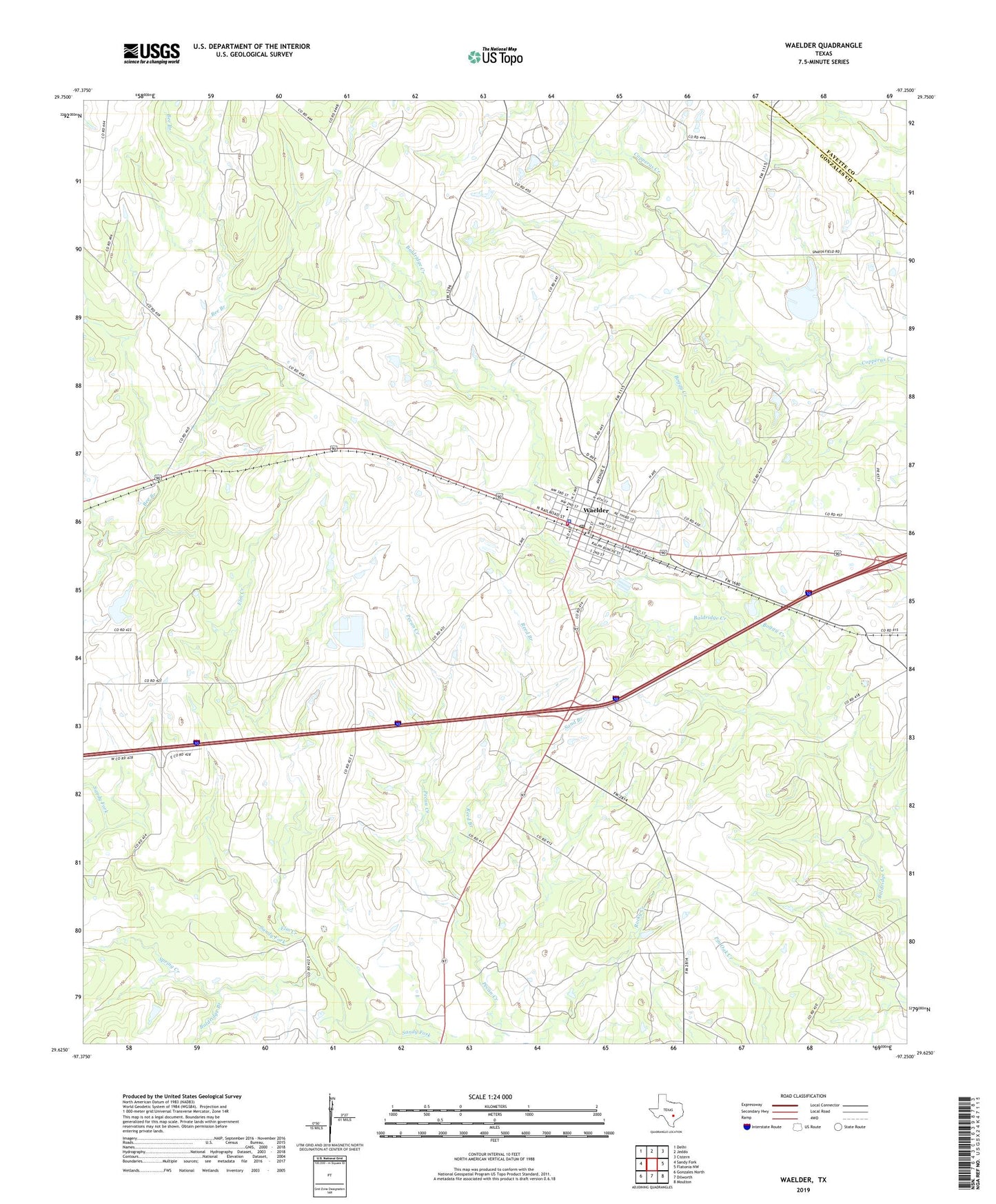 Waelder Texas US Topo Map Image