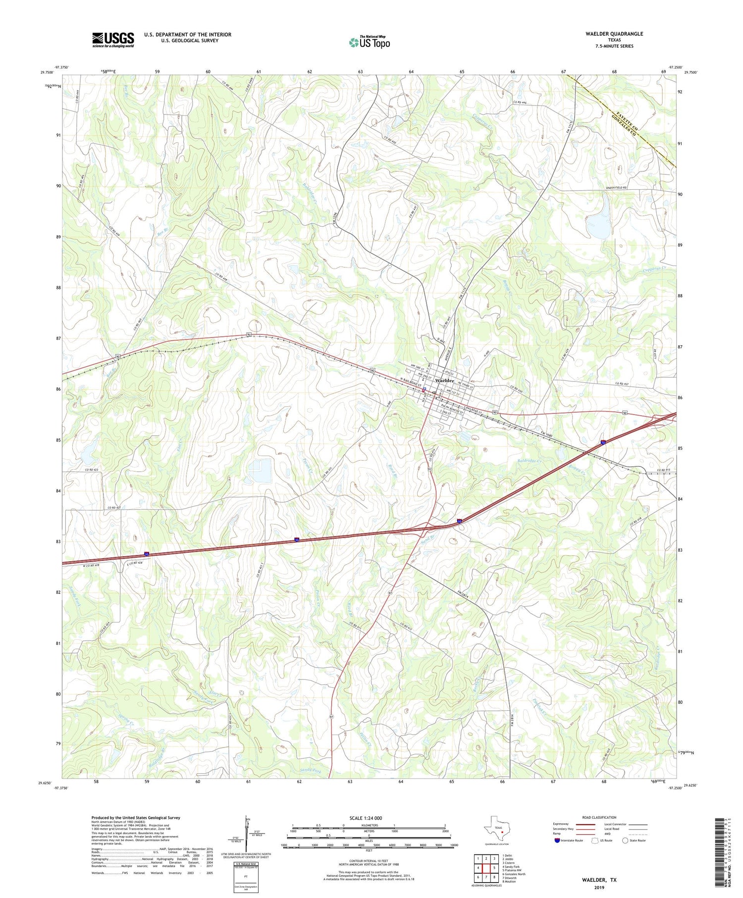 Waelder Texas US Topo Map Image